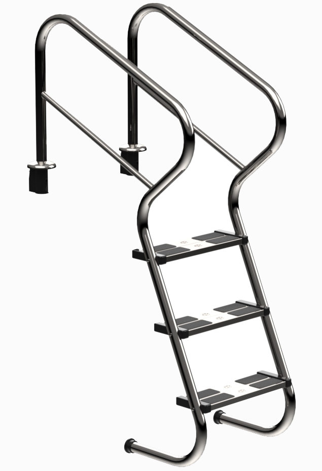 Eichenwald Poolleiter Modell 53 Treppenleiter mit Sicherheitsstufe Leiterlänge 1032mm 3 Stufen