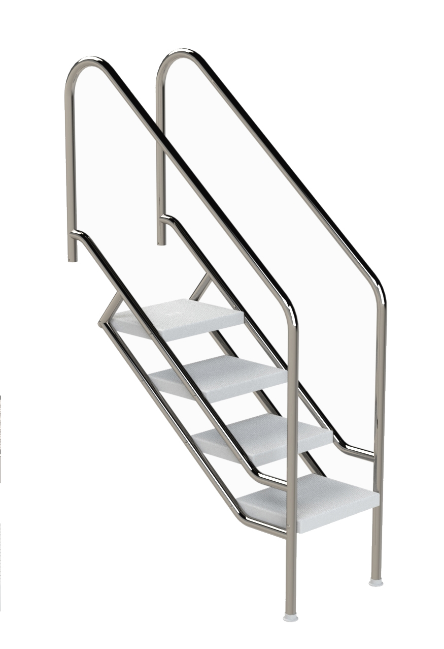 Eichenwald Pooltreppe Modell 08.1 Miami Beckentiefe 1199mm Ausladung 1088mm 4 ABS-Stufen