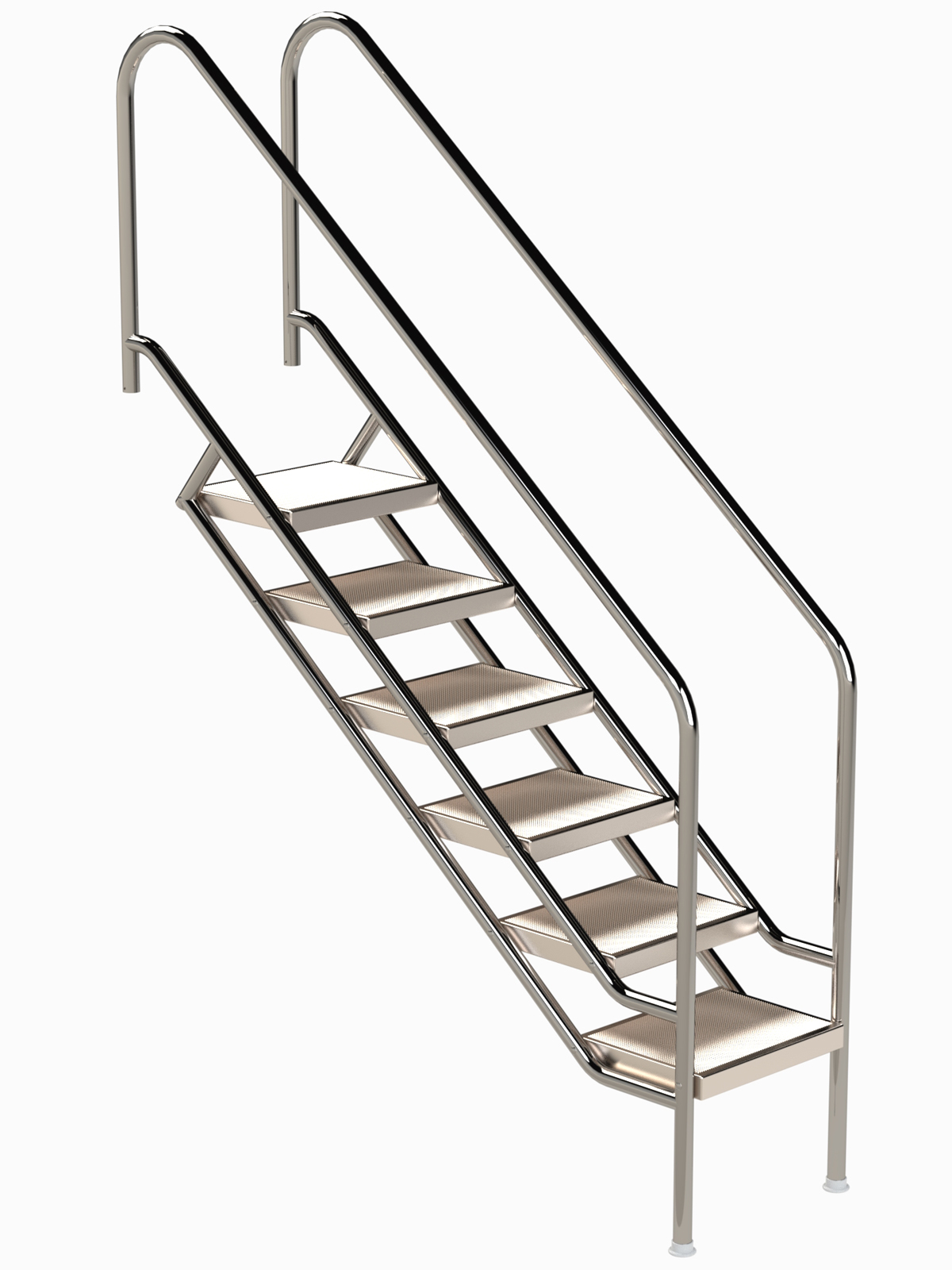 Eichenwald Pooltreppe Modell 08.1 Miami Beckentiefe 1399mm Ausladung 1338mm 6 Edelstahl Waffelblech-Stufen