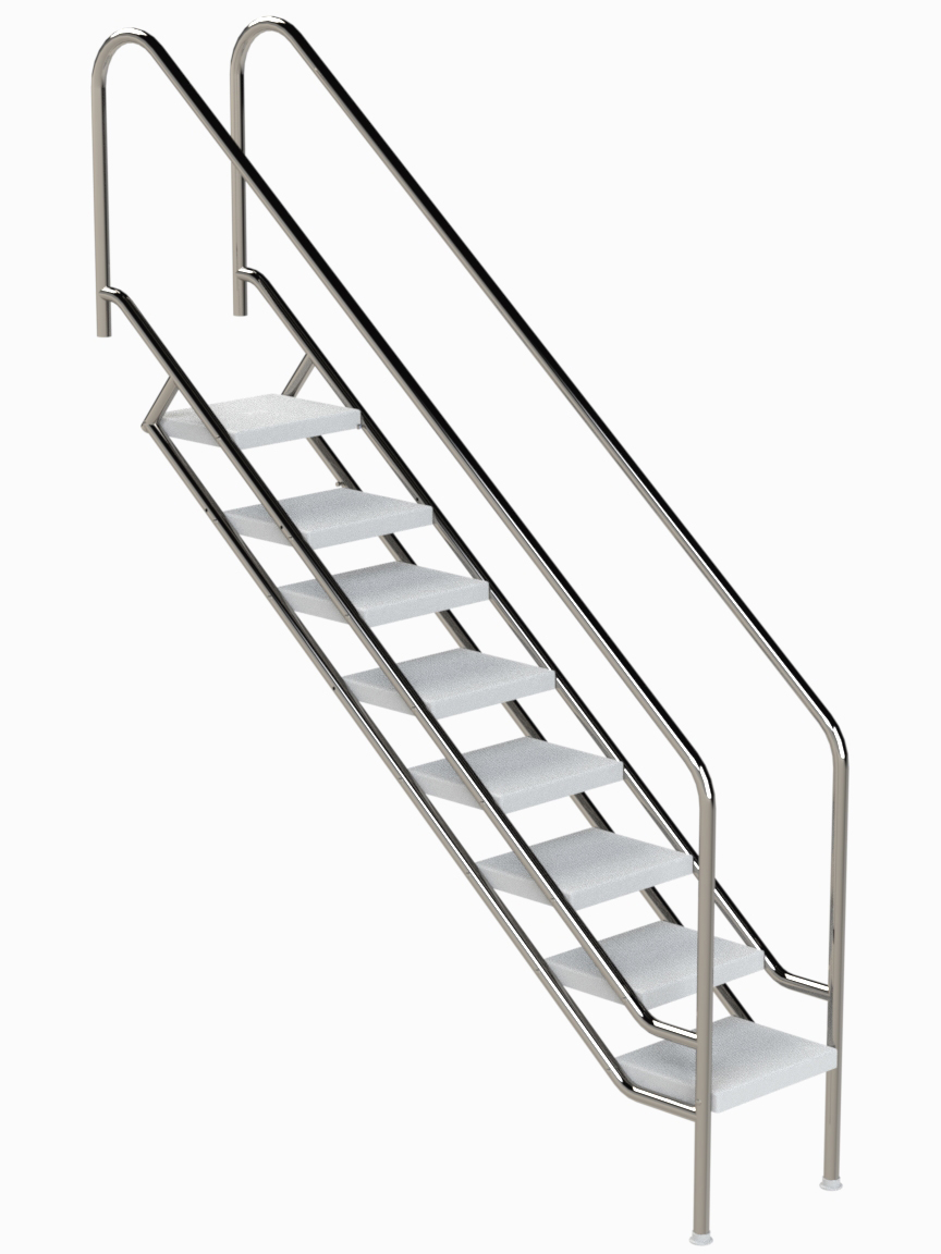 Eichenwald Pooltreppe Modell 08.1 Miami Beckentiefe 1999mm Ausladung 2088mm 8 ABS-Stufen