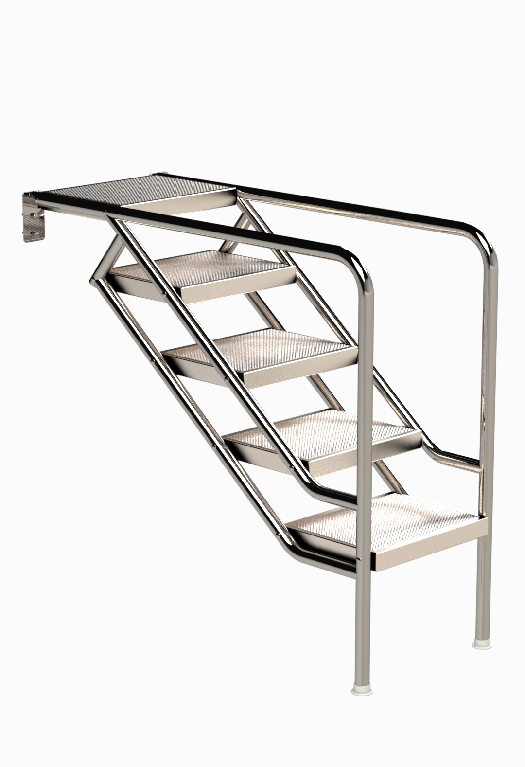 Eichenwald Pooltreppe Modell 08.3 Miami nur Unterteil Beckentiefe 1399mm 5 Edelstahl-Waffelblech-Stufen