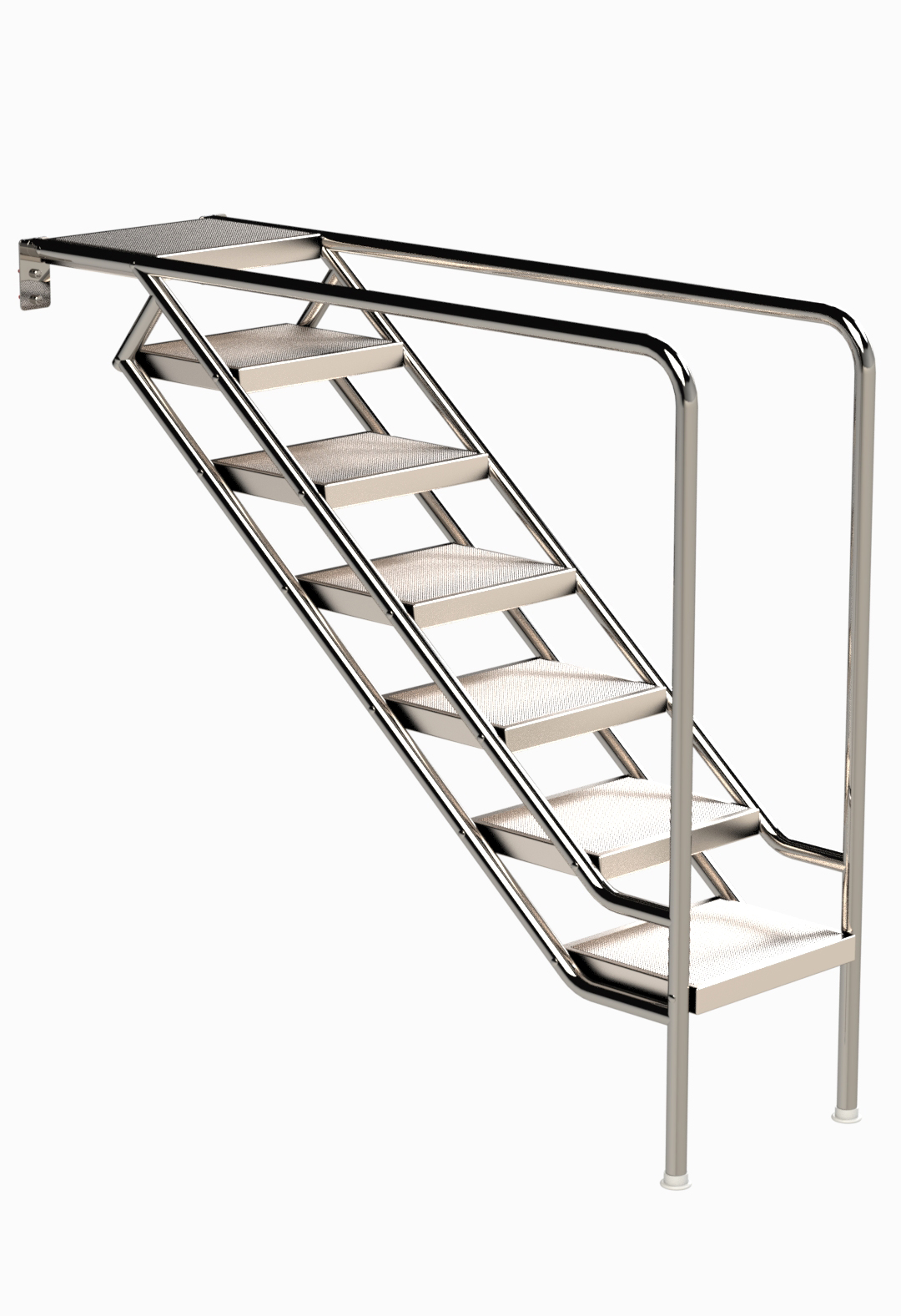 Eichenwald Pooltreppe Modell 08.3 Miami nur Unterteil Beckentiefe 1799mm 7 Edelstahl-Waffelblech-Stufen