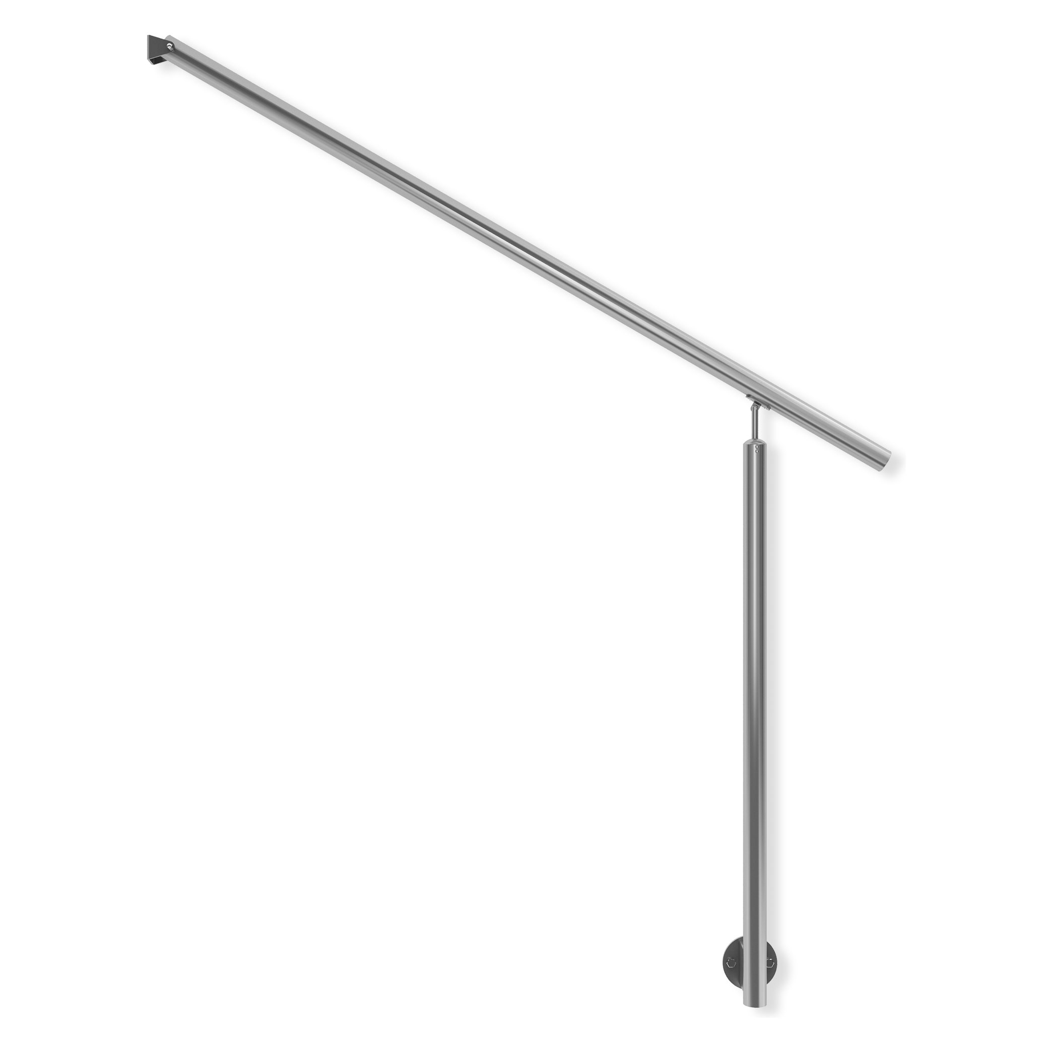 Dolle Edelstahl- Eingangsgeländer zur Wandmontage Handlauf rund 1,5m lang mit 1 Pfosten rund