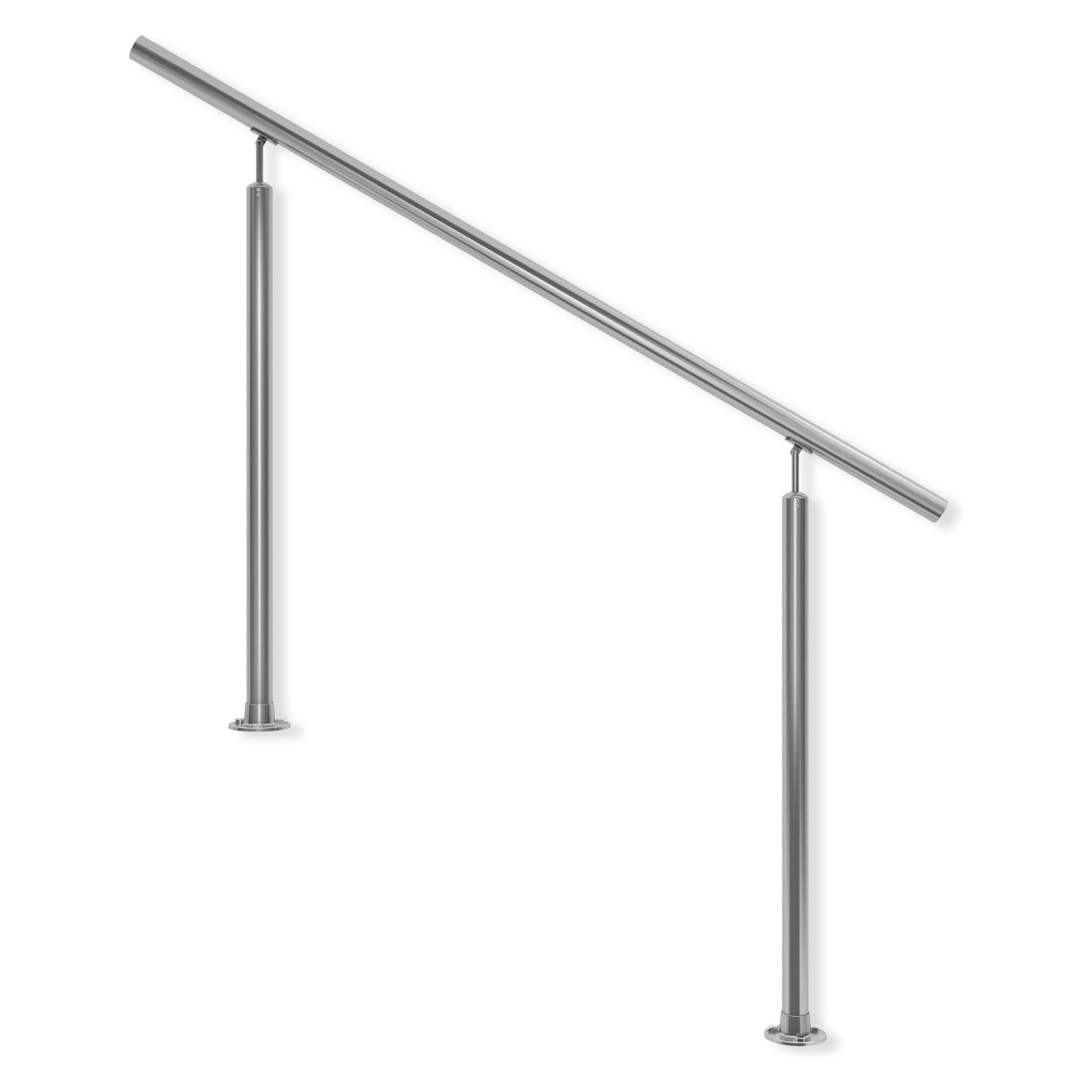 Dolle Edelstahl- Eingangsgeländer zur Bodenmontage Handlauf rund 1,5m lang mit 2 Pfosten rund