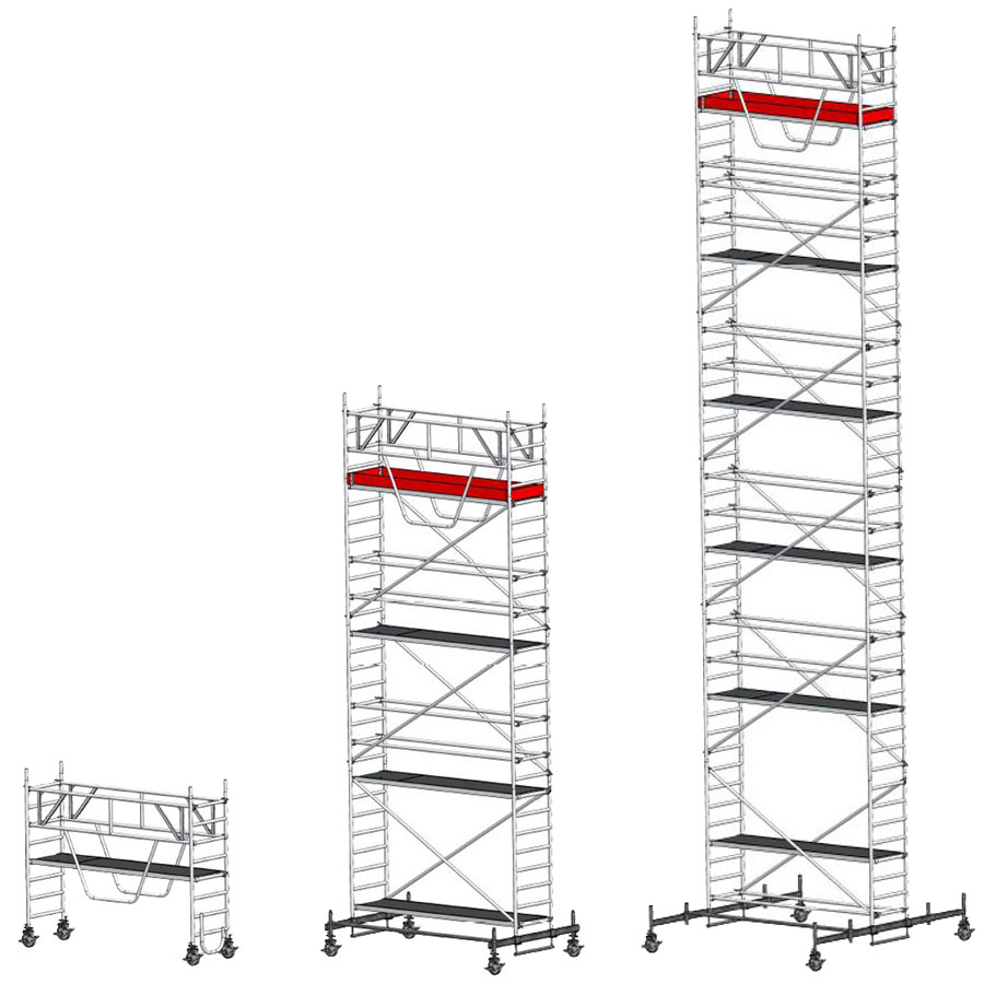 Euroline Gerüst 0,75x2,85m mit Sicherheitsaufbau und Fahrbalken verschiebbar