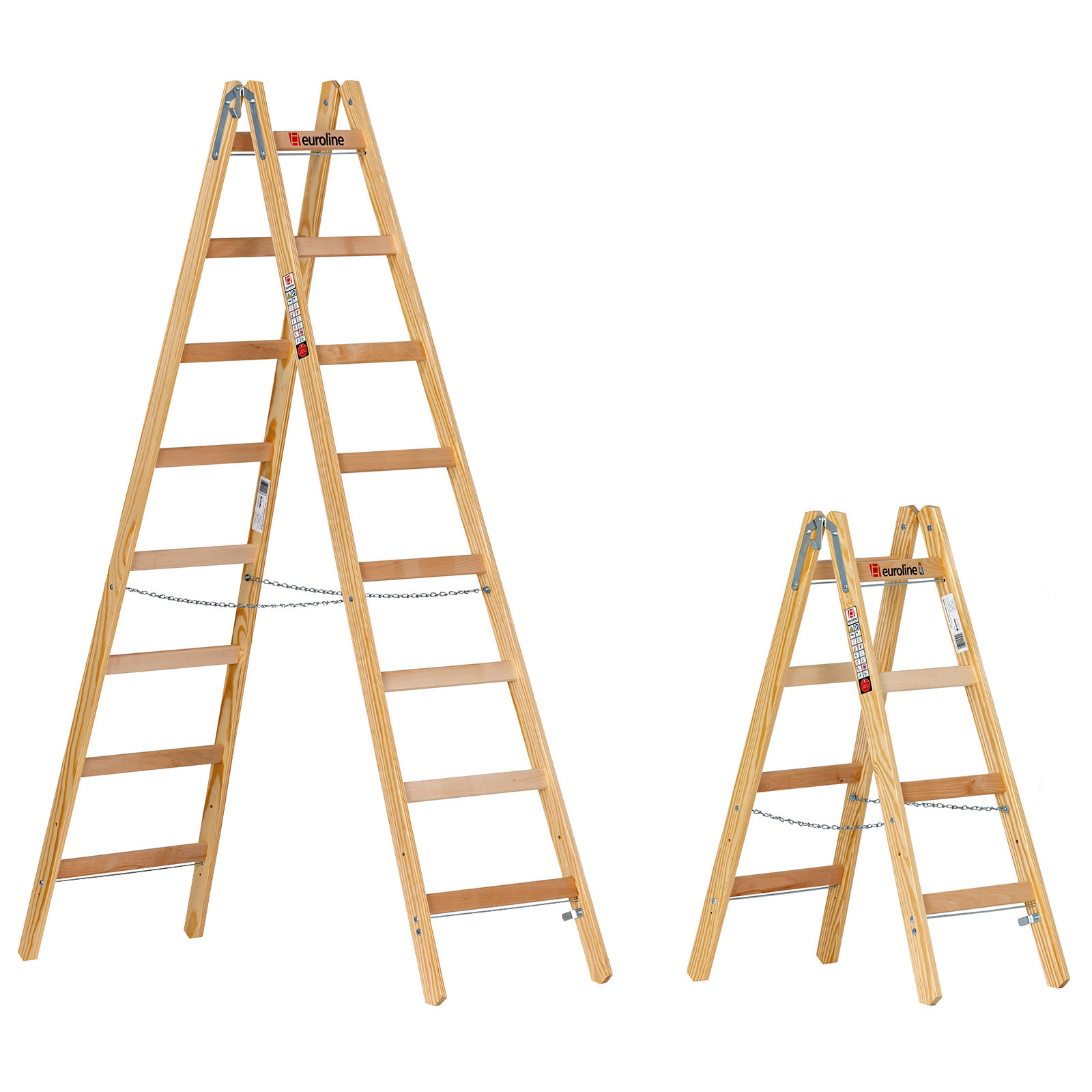 Euroline Holz Sprossenstehleiter Nr. 12506 mit  Eimerhaken