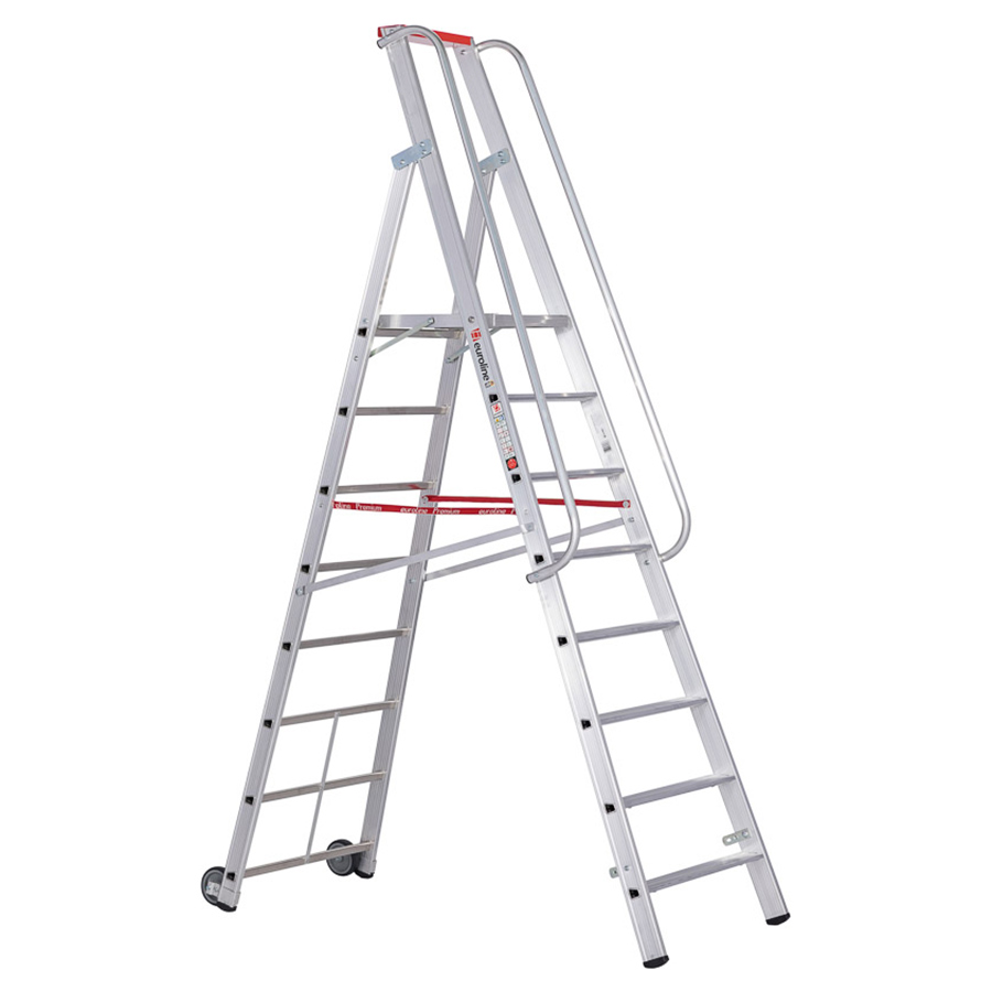 Euroline Premium 32677 Stufenstehleiter mit großer Standplattform 8 Stufen