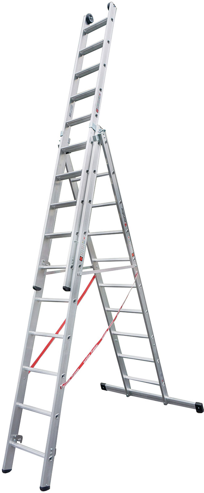 Euroline Premium 30777 Stufen Mehrzweckleiter mit Wandlaufrollen 3-teilig 3x10 Stufen