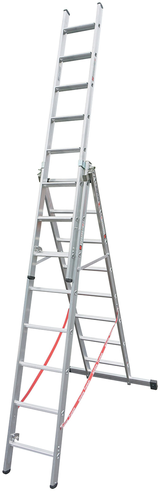 Euroline Premium 30777 Stufen Mehrzweckleiter mit Wandlaufrollen 3-teilig 3x8 Stufen