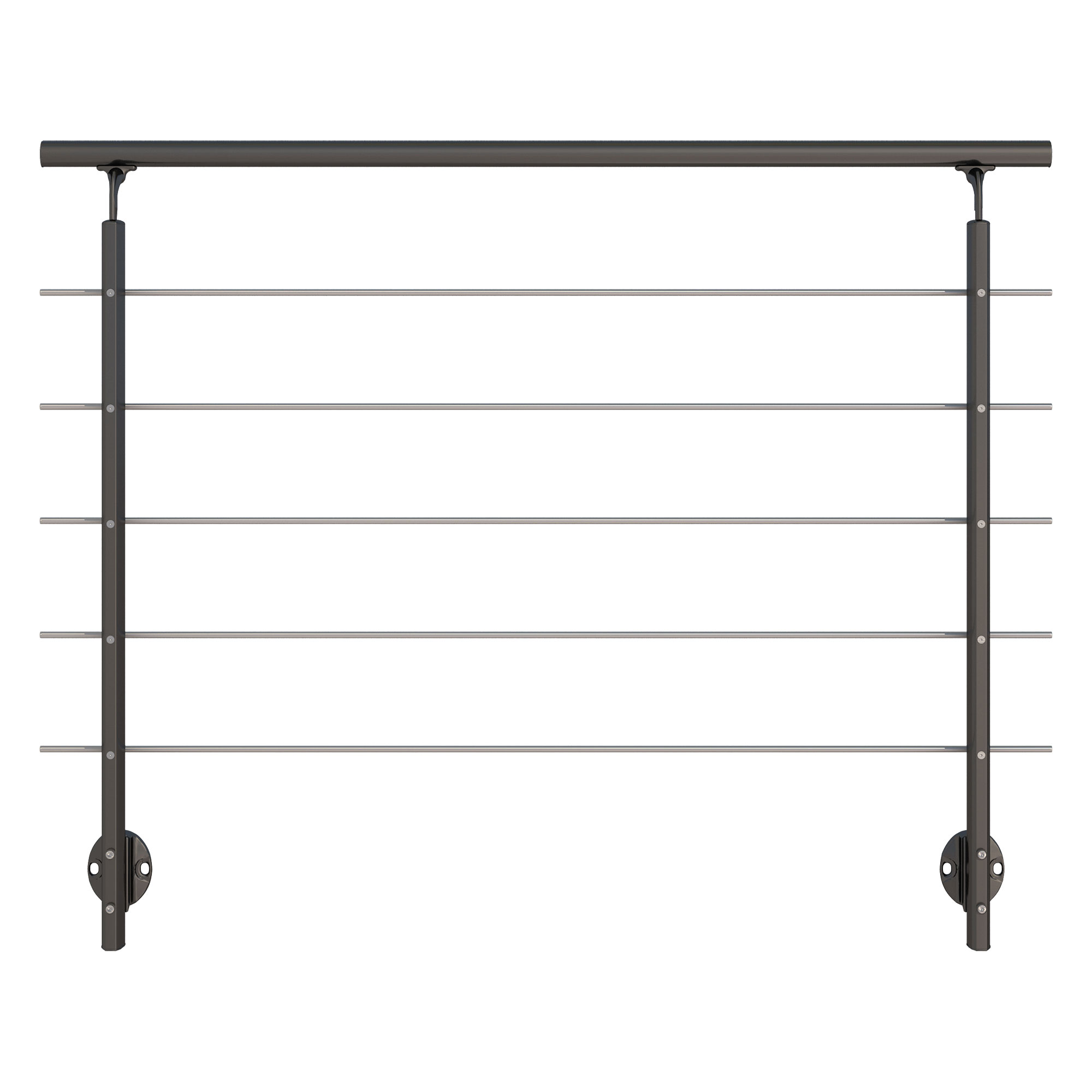 Dolle Brüstungsgeländer zur Wandmontage 1,5m Aluminium anthrazit mitlaufende Edelstahlstäbe Pfosten anthrazit oval, Handlauf, rund