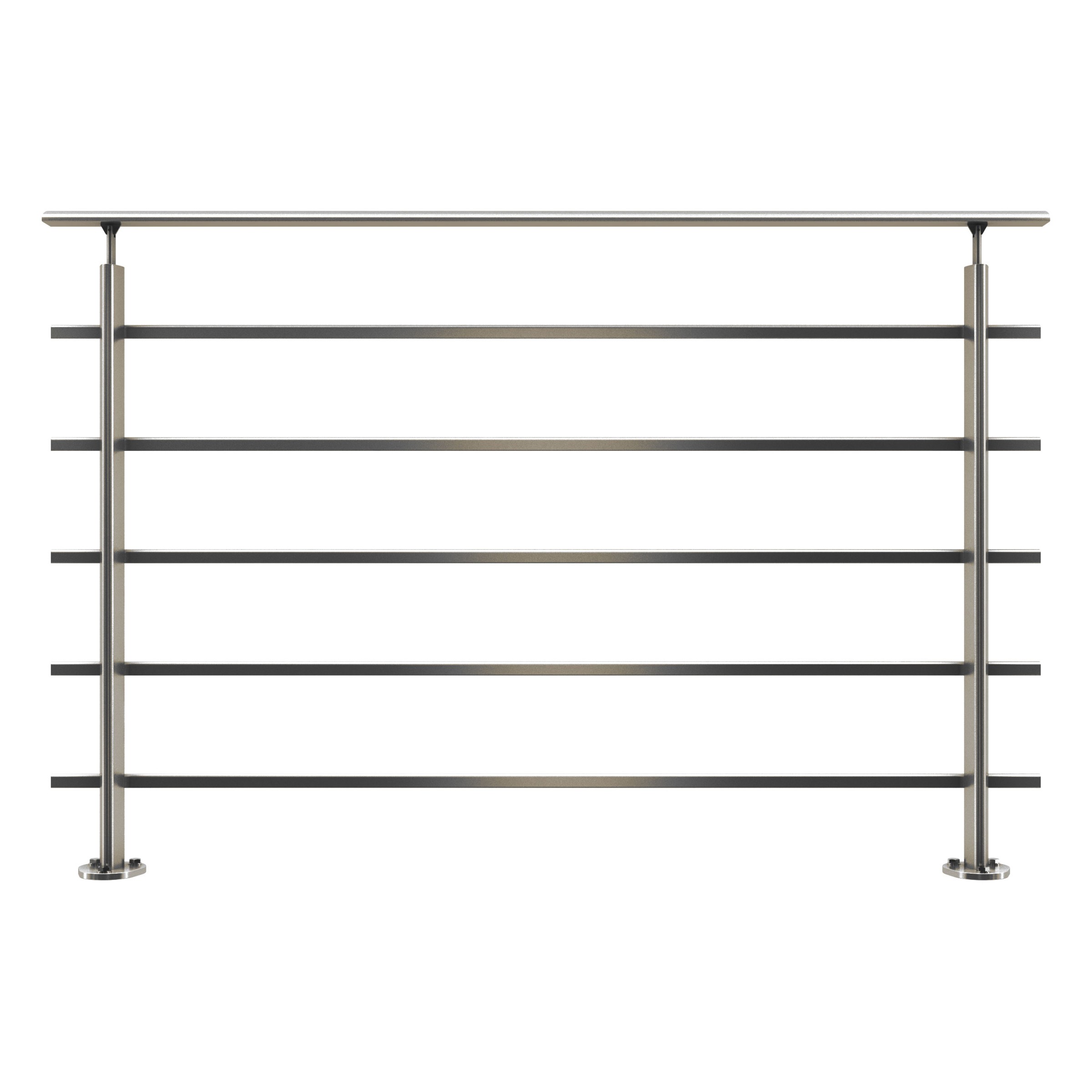 Dolle Brüstungsgeländer zur Bodenmontage Aluminium natur Stäbe, Pfosten und Handlauf tropfenförmig