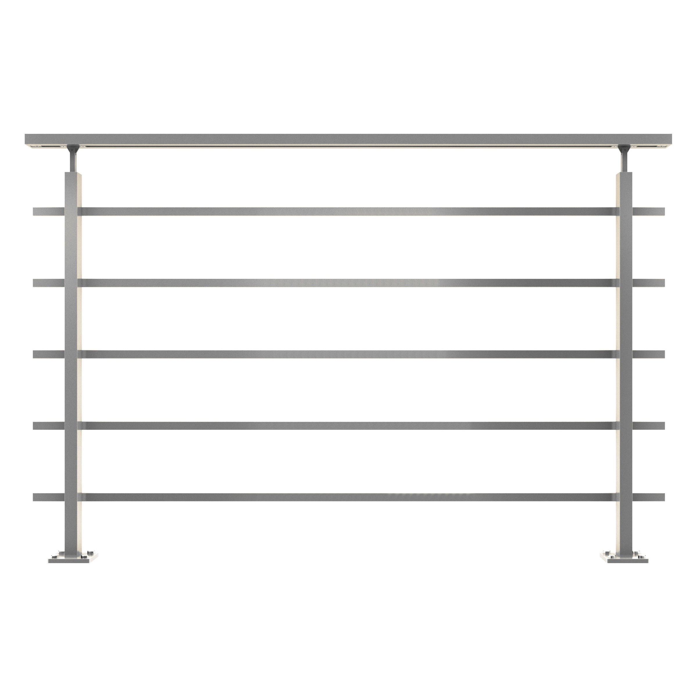 Dolle Brüstungsgeländer zur Bodenmontage Aluminium natur Stäbe, Pfosten und Handlauf rechteckig