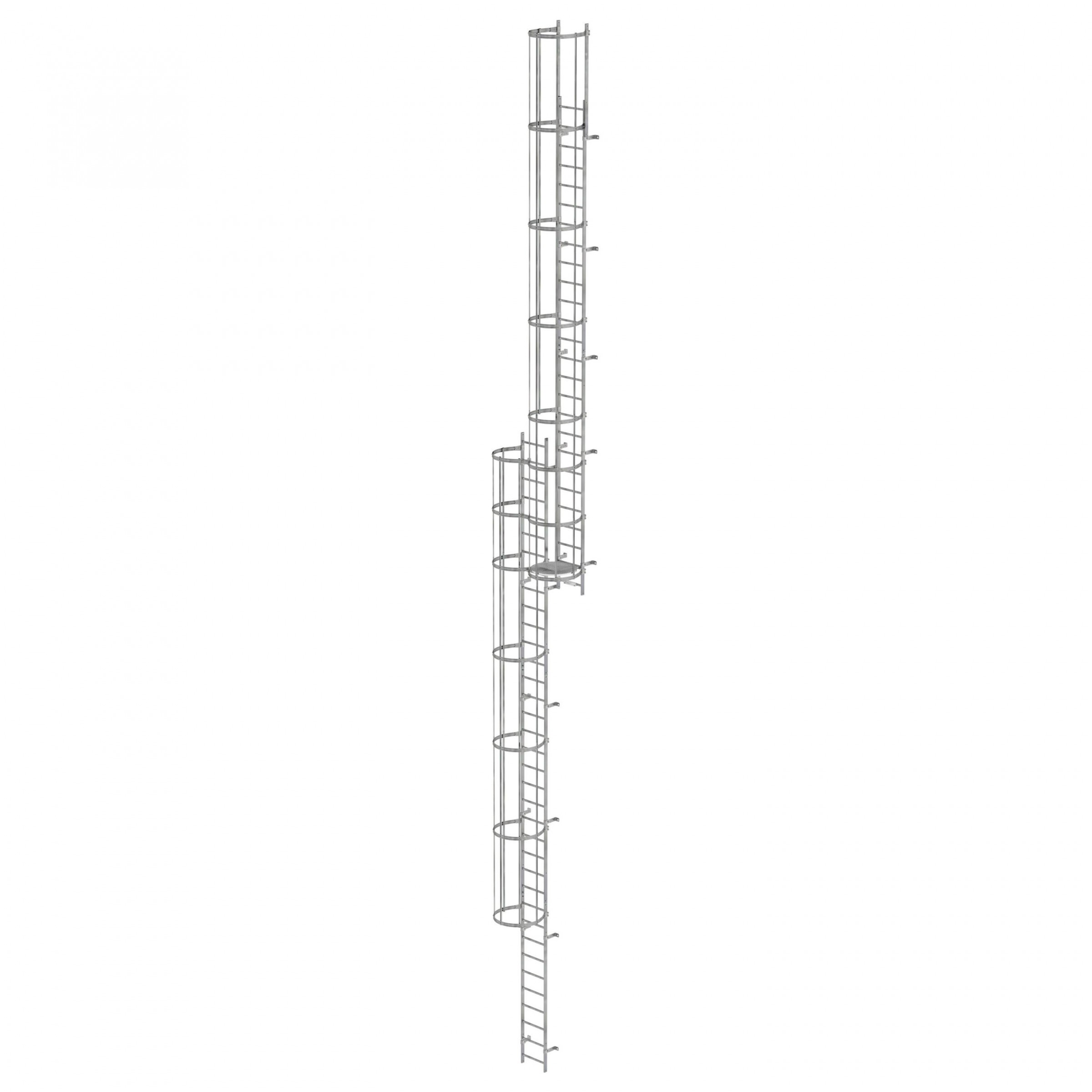 MUNK ortsfeste Steigleitern Stahl verzinkt, 15,12m SH PG2