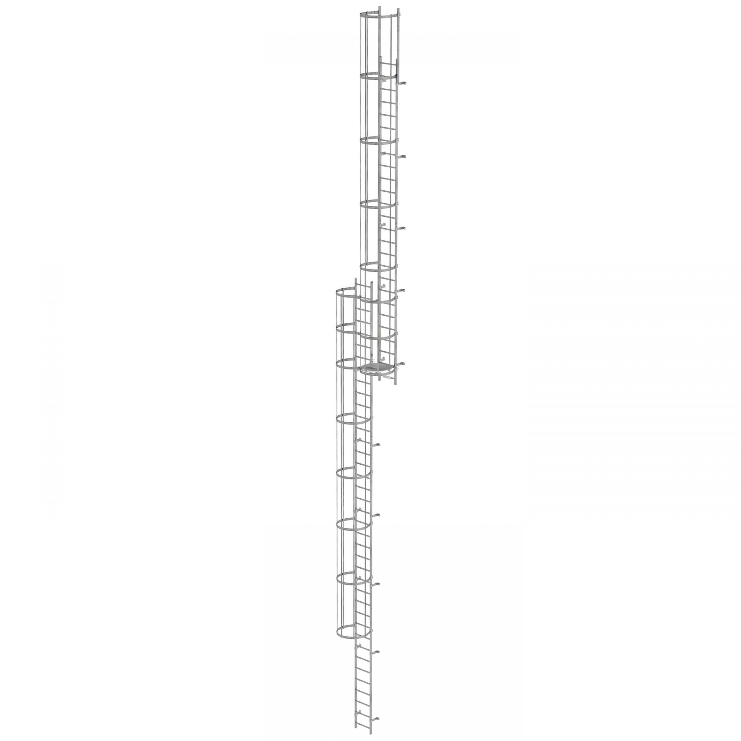 MUNK ortsfeste Steigleitern Stahl verzinkt, 15,96m SH