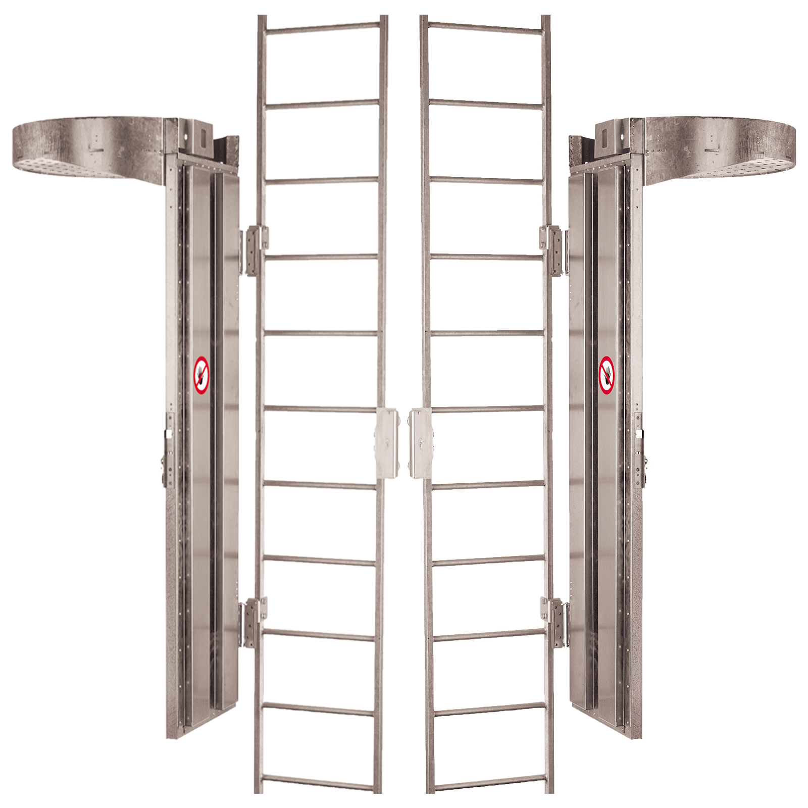 Hymer Aufstiegssperre mit abschließbarem Deckel und Entriegelungspedal Stahl feuerverzinkt Scharnieranbindung rechts oder links