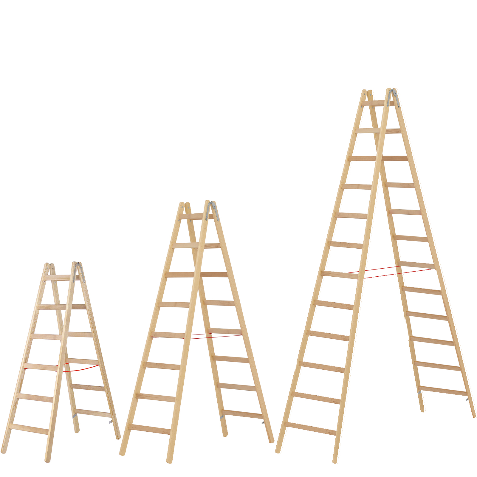 Hymer Holz Sprossenstehleiter mit Eimerhaken zweiseitig begehbar