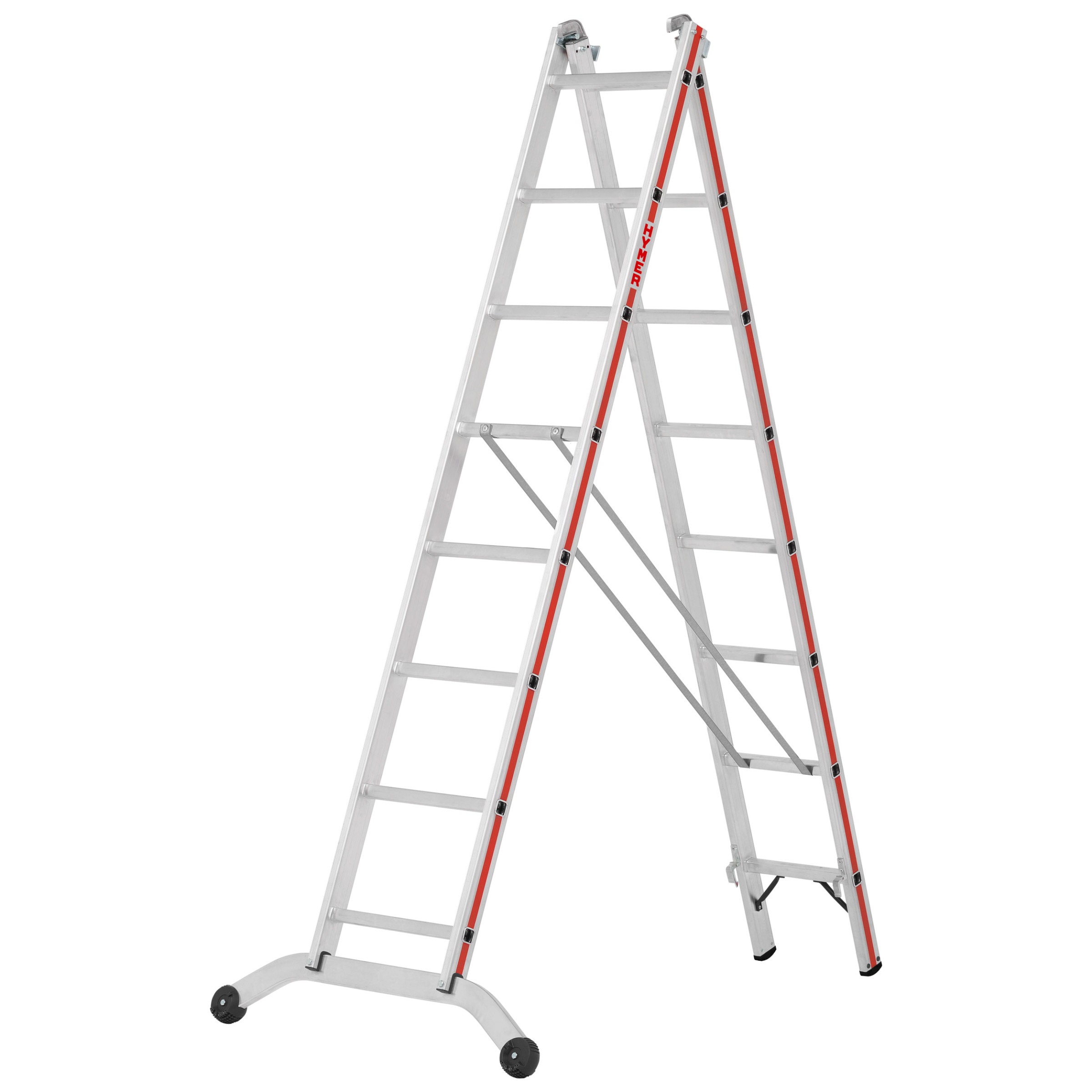 Hymer Mehrzweckleiter mit gebogener Traverse 2x14 Sprossen