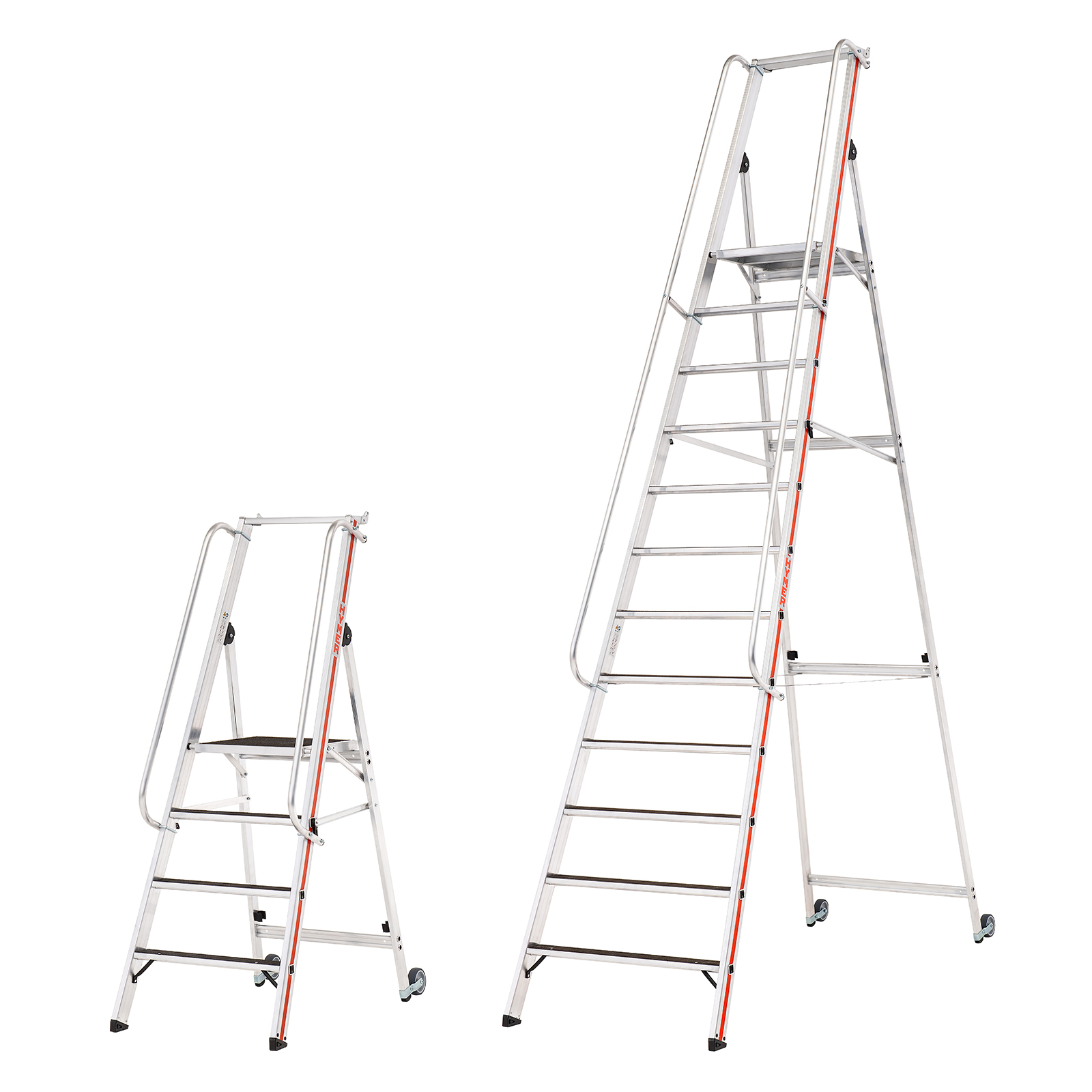 Hymer Plattformleiter R13 mit Kipprollen und langem Handlauf