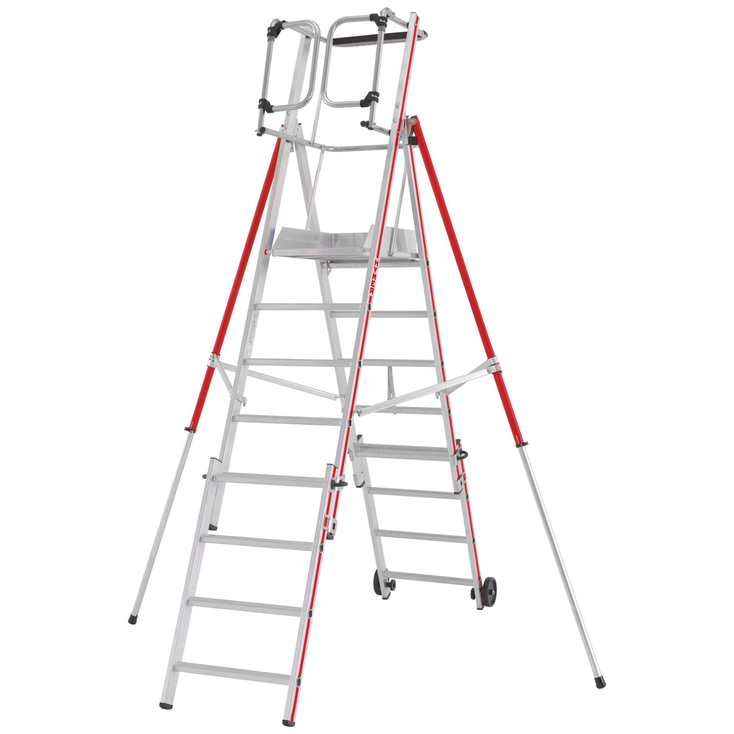 Hymer Plattformleiter Protect+ mit Teleskopausleger und Sicherheitstüren 6-10 Sprossen