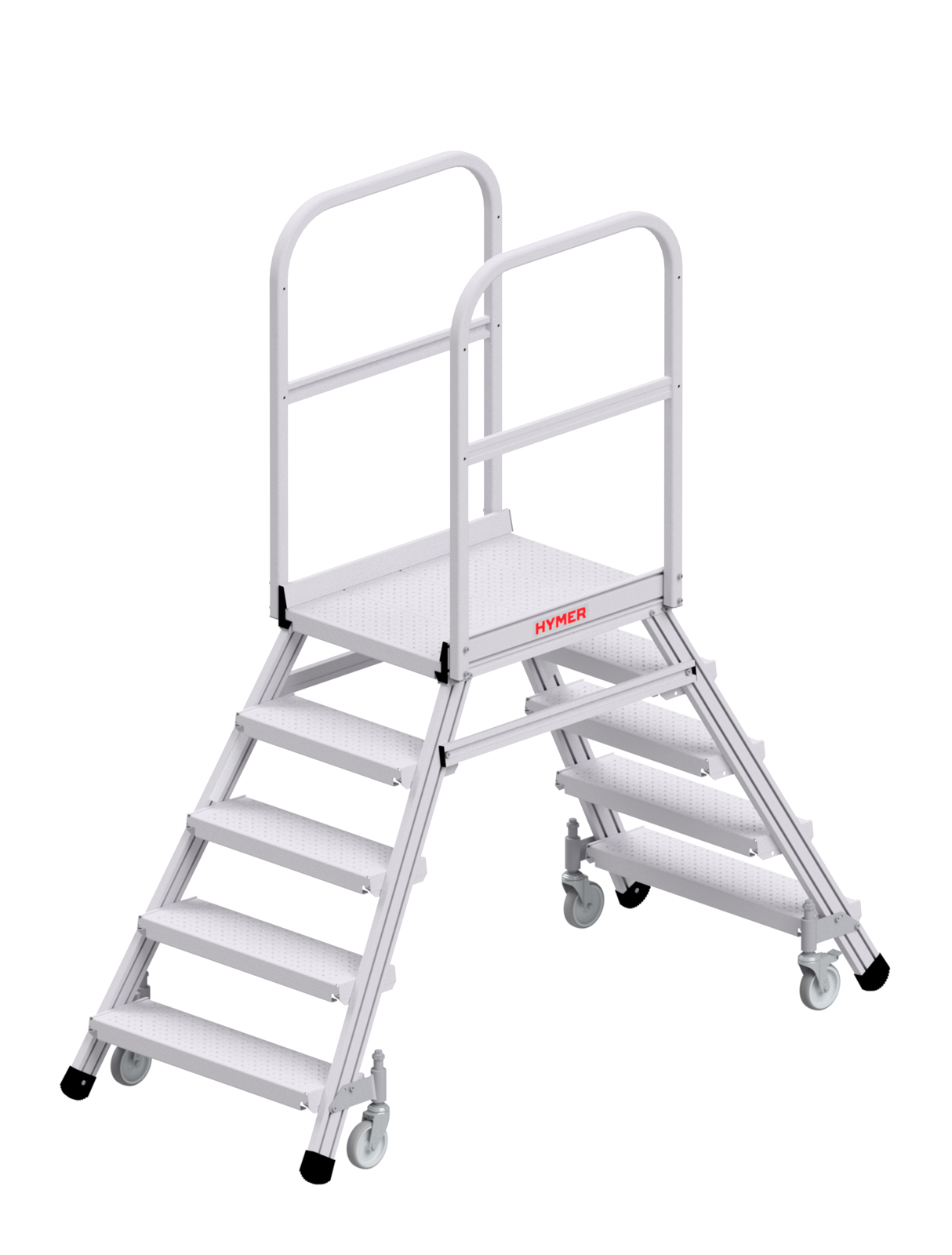Hymer Podesttreppe 6389 R13 fahrbar zweiseitig begehbar 2x5 Stufen