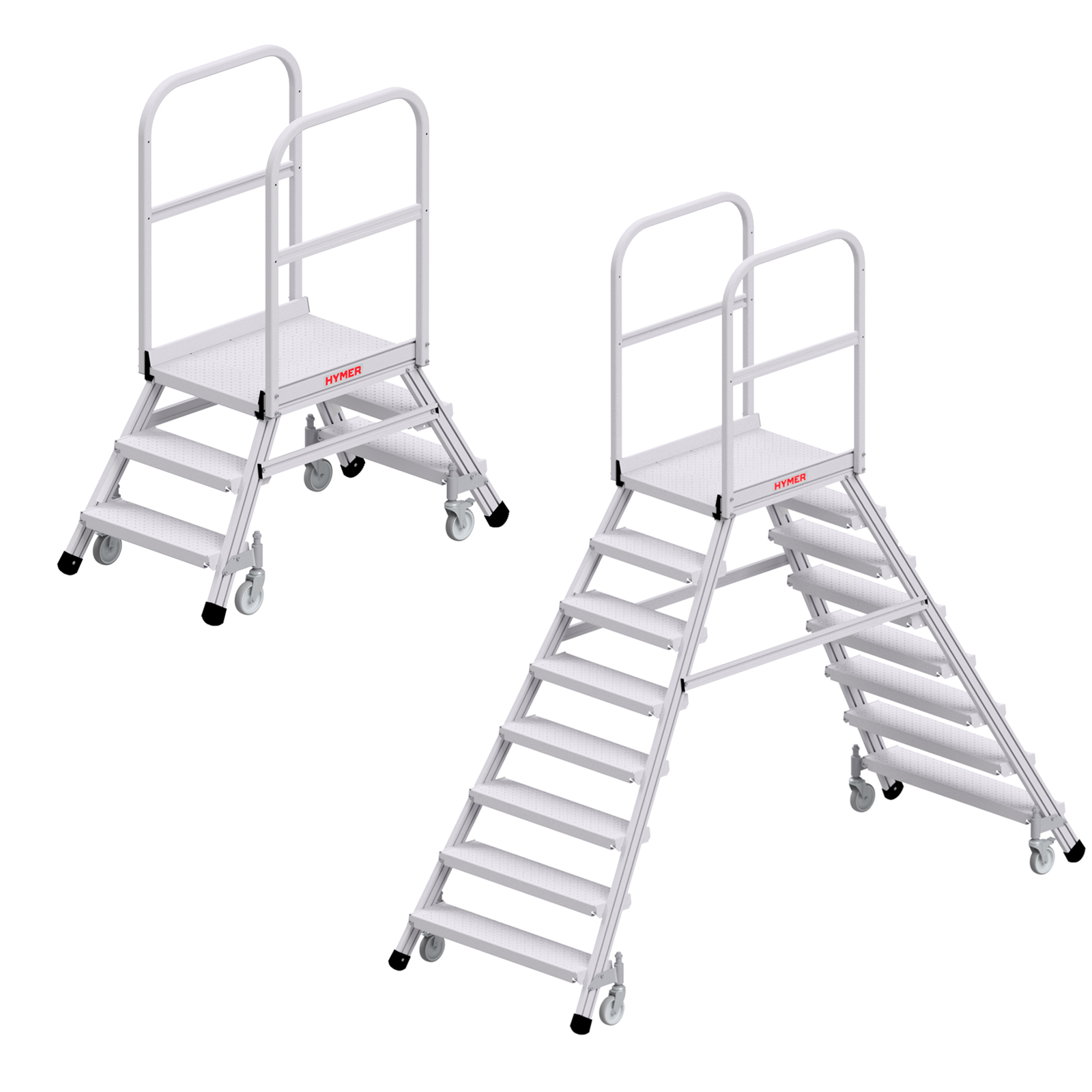 Hymer Podesttreppe 6389 R13 fahrbar zweiseitig begehbar 2x3-2x8 Stufen