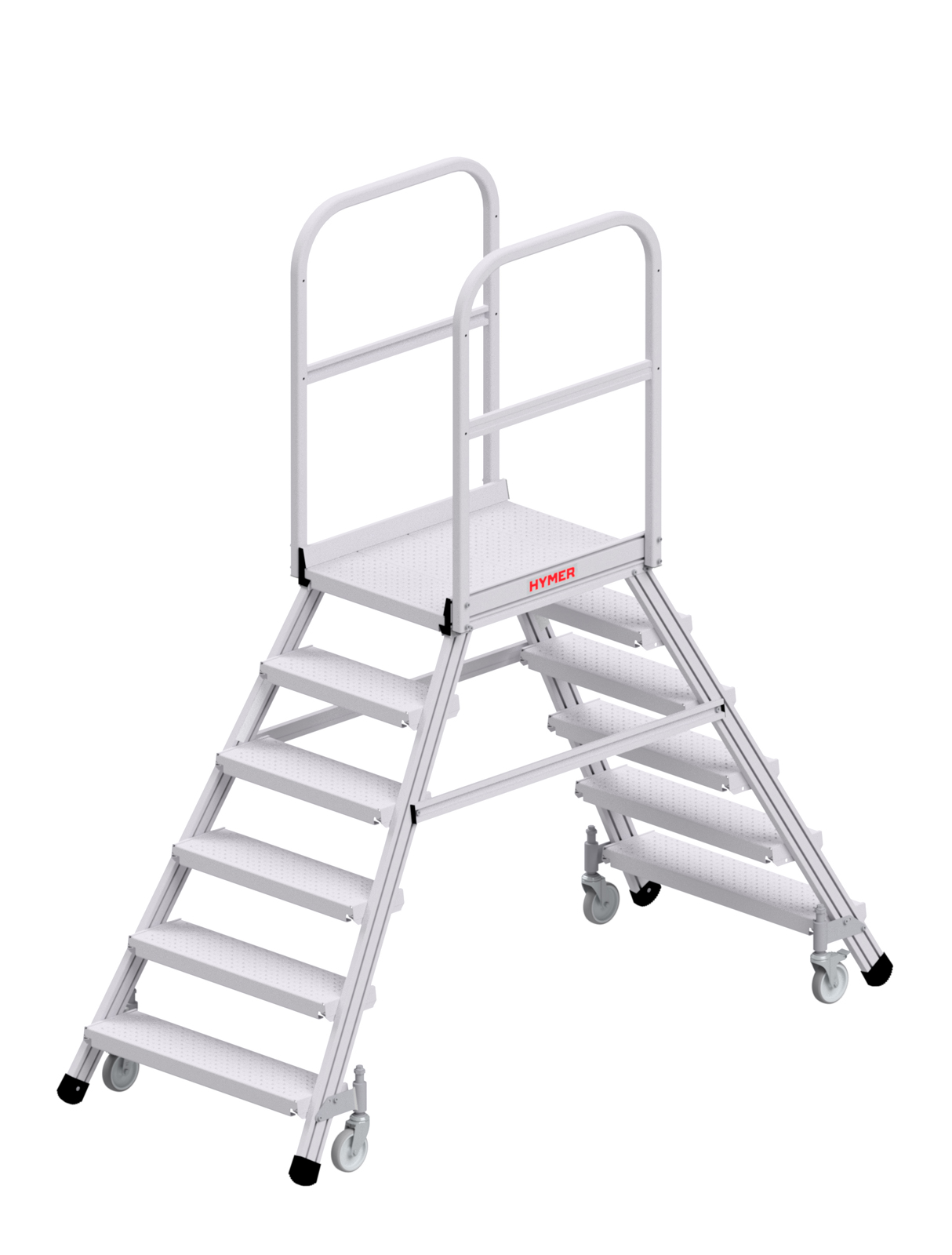 Hymer Podesttreppe 6389 R13 fahrbar zweiseitig begehbar 2x6 Stufen