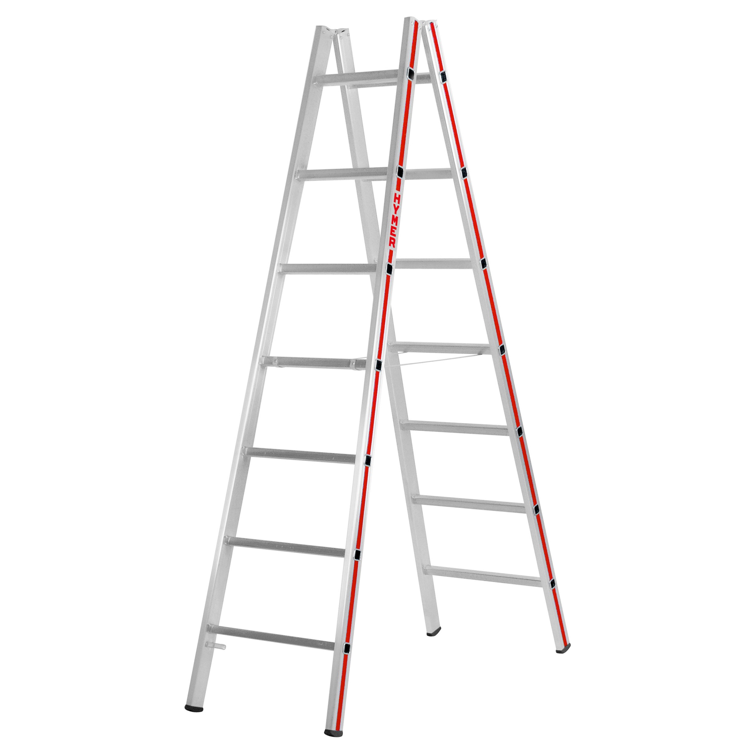 Hymer Sprossenstehleiter mit verschraubten Alumininium Scharnieren 2x12 Sprossen