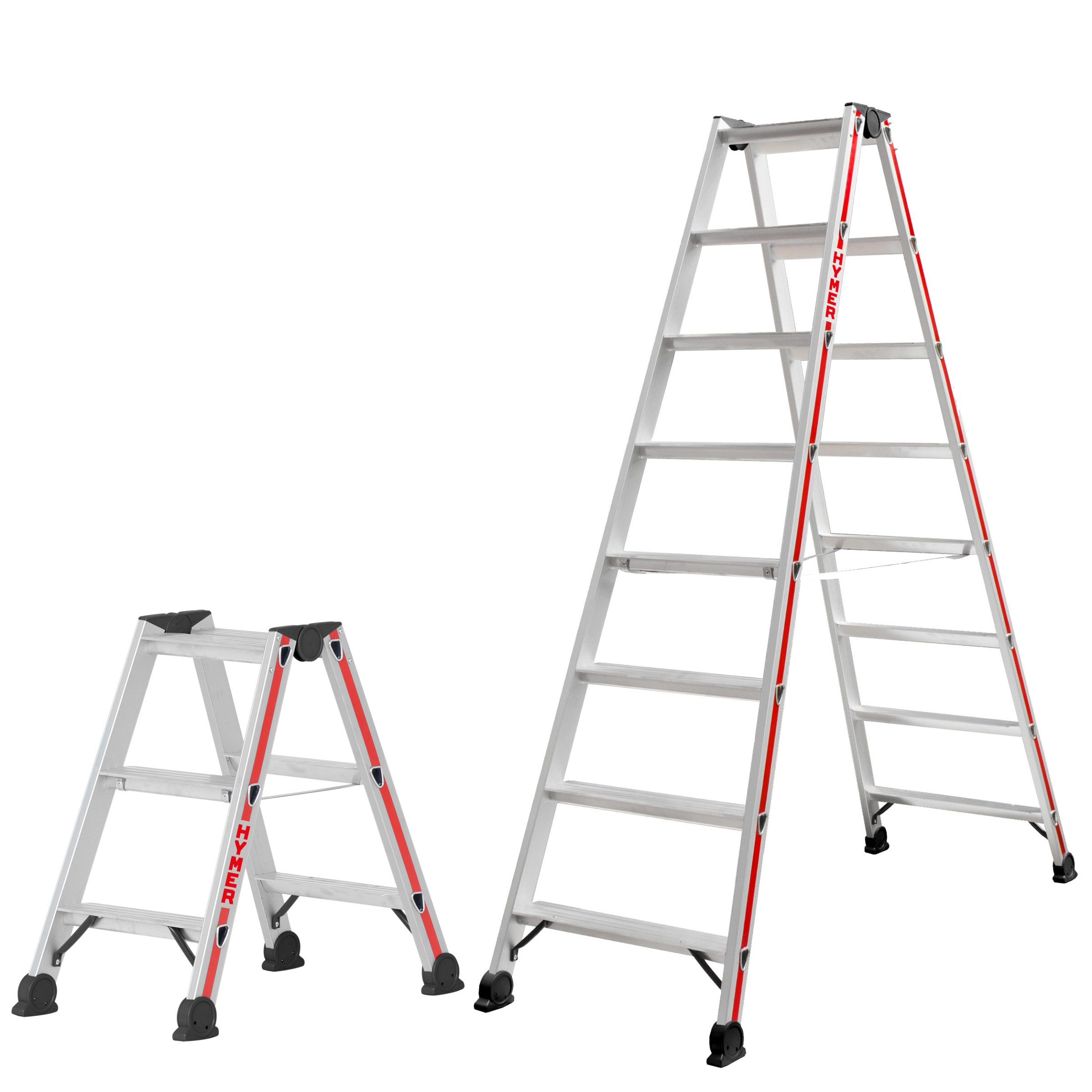 Hymer Stufenstehleiter eloxiert zweiseitig begehbar