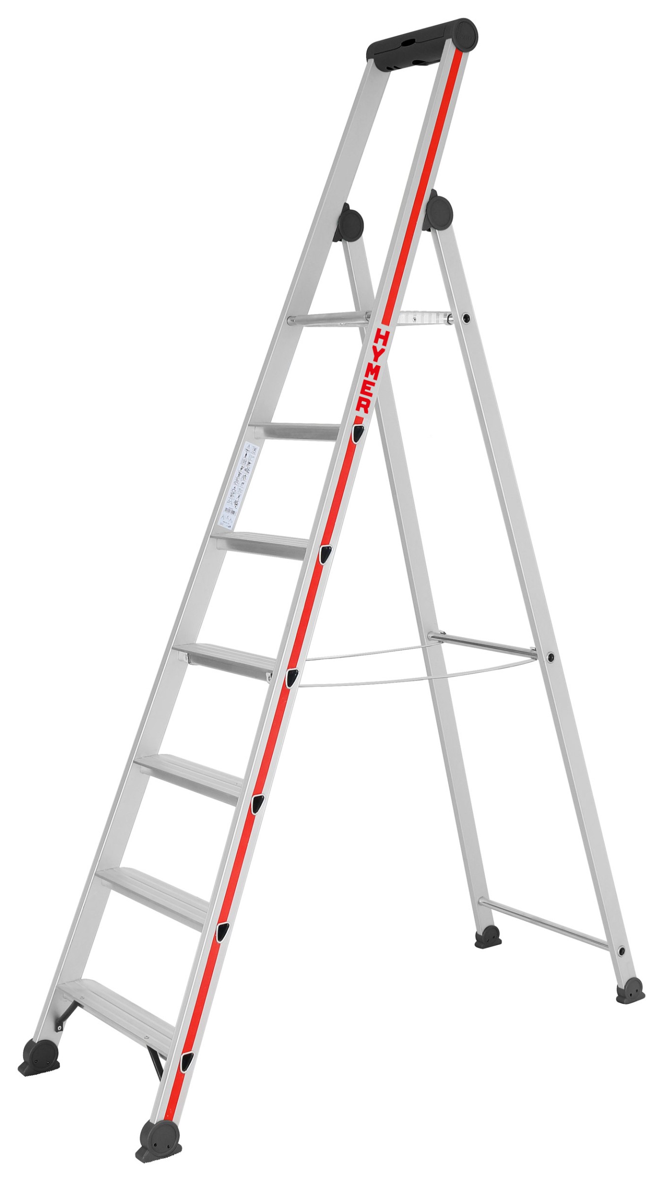 Hymer Stufenstehleiter eloxiert mit Plattform 8 Stufen