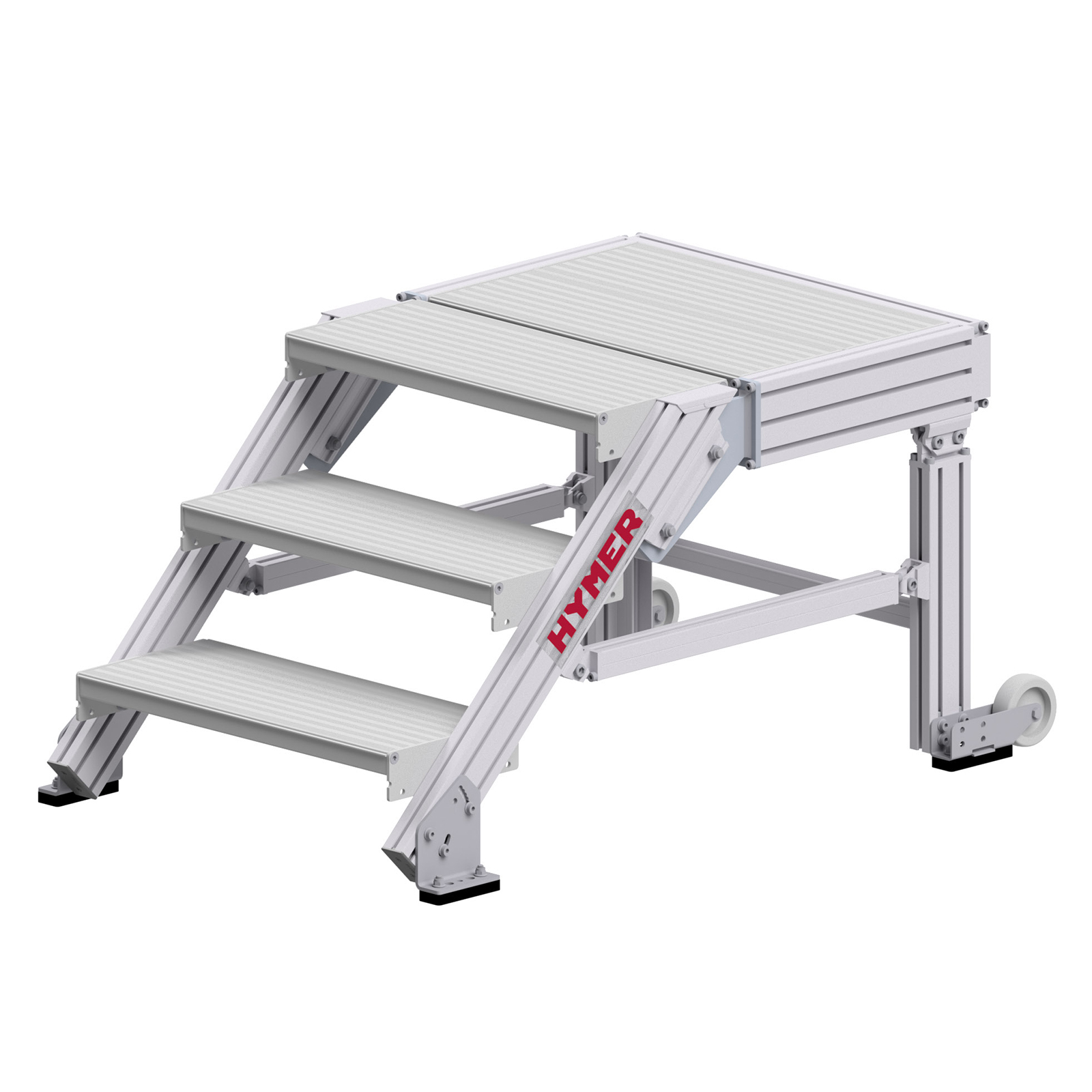 Hymer Treppenpodest mit großflächiger Plattform und 2 Rollen 0,6m Stufenbreite 3 Stufen