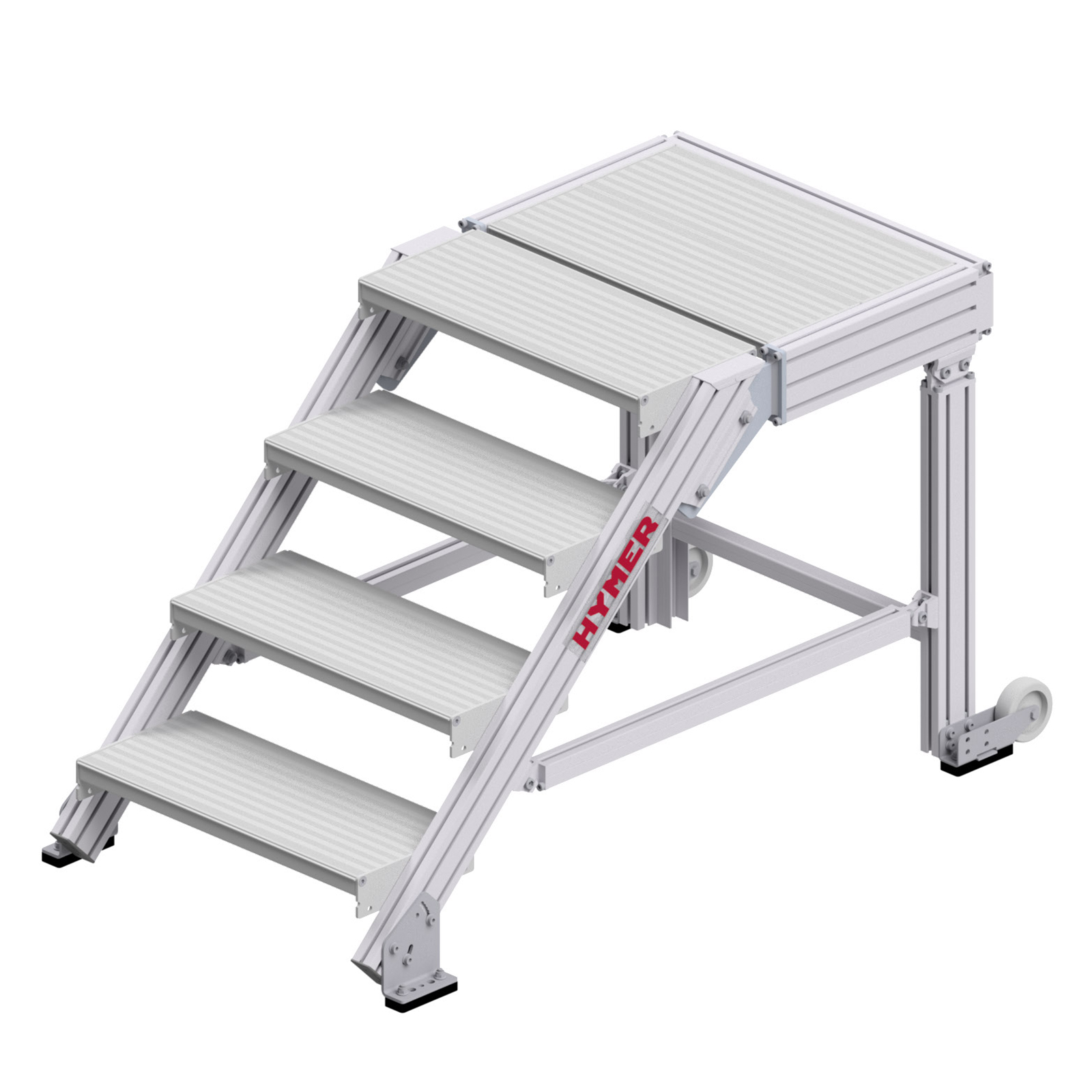 Hymer Treppenpodest mit großflächiger Plattform und 2 Rollen 0,6m Stufenbreite 4 Stufen