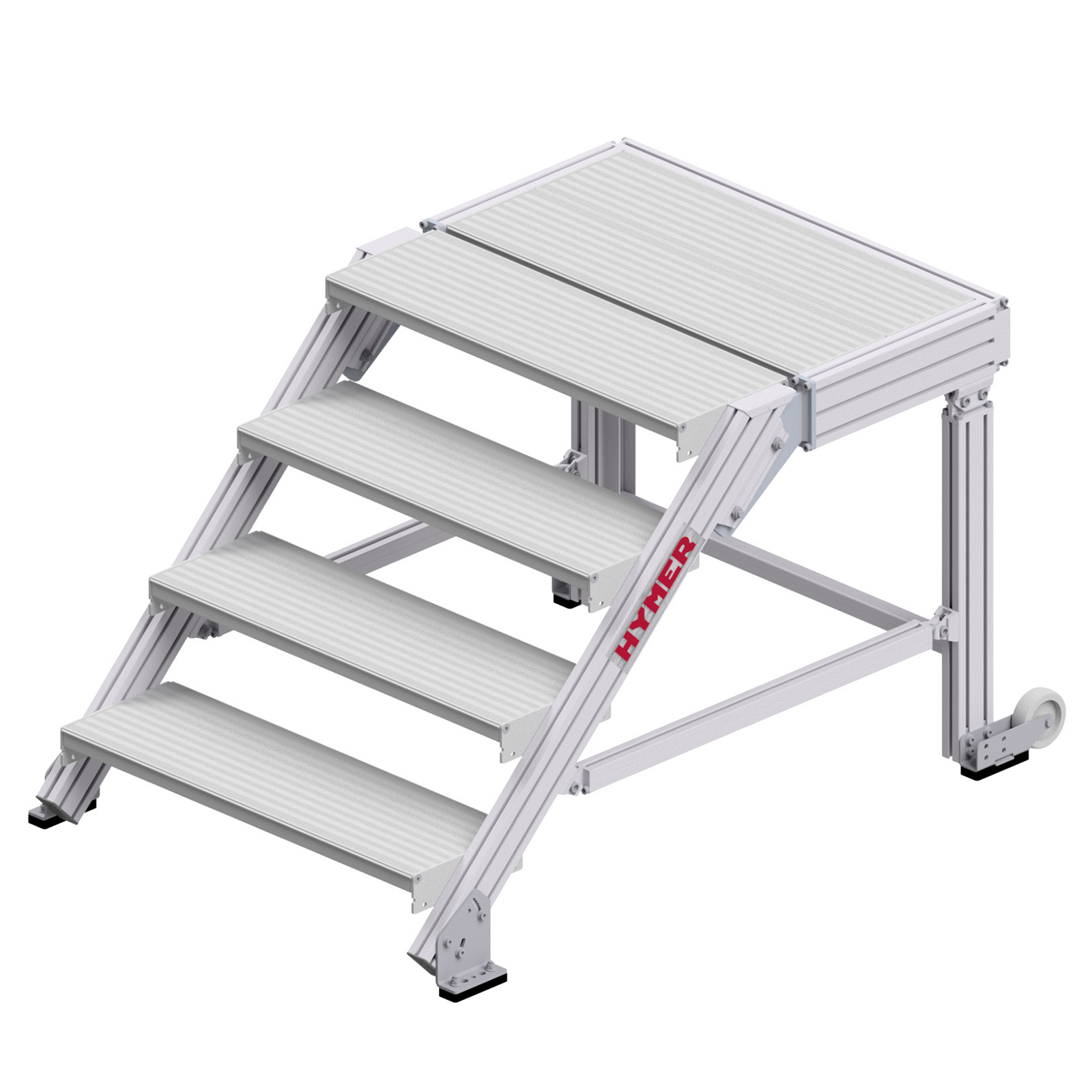 Hymer Treppenpodest mit großflächiger Plattform und 2 Rollen 0,8m Stufenbreite 4 Stufen