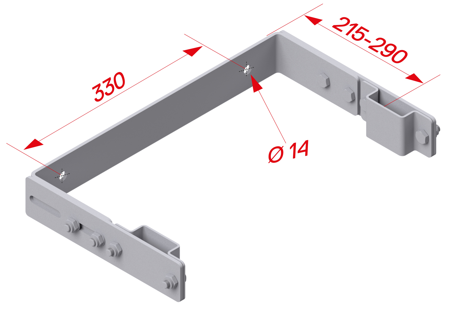 Hymer Wandhalter Stahl verzinkt verstellbar 175-215mm