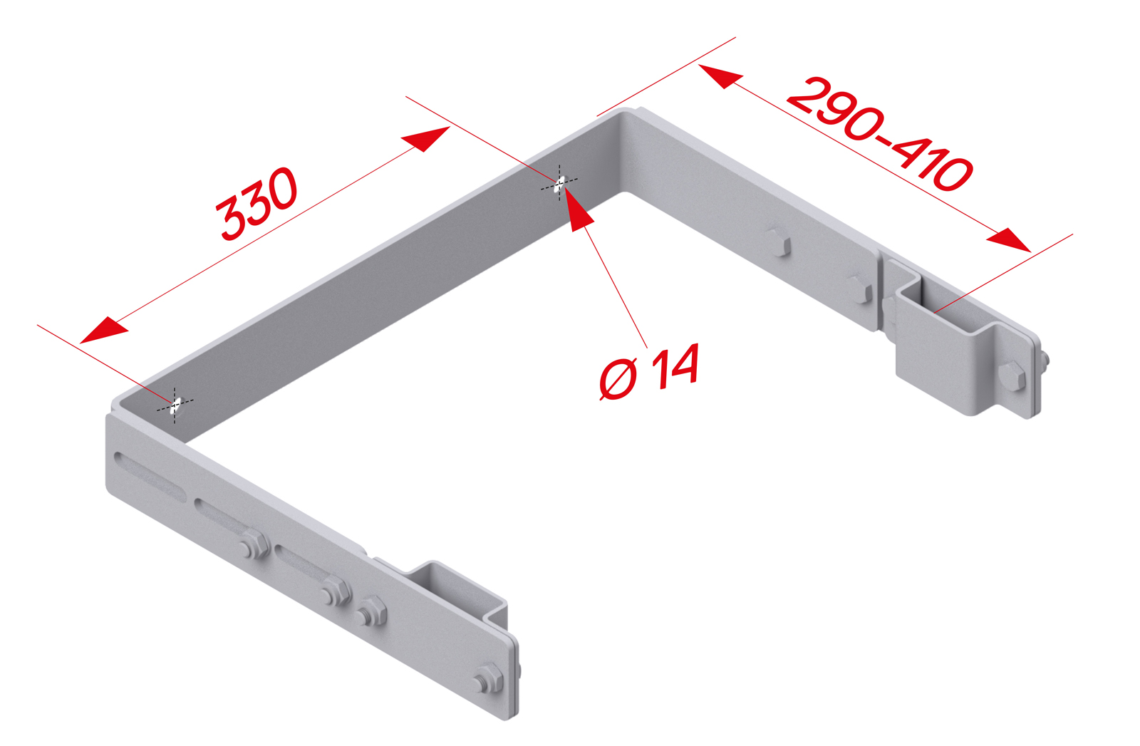 Hymer Wandhalter Stahl verzinkt verstellbar 290-410mm