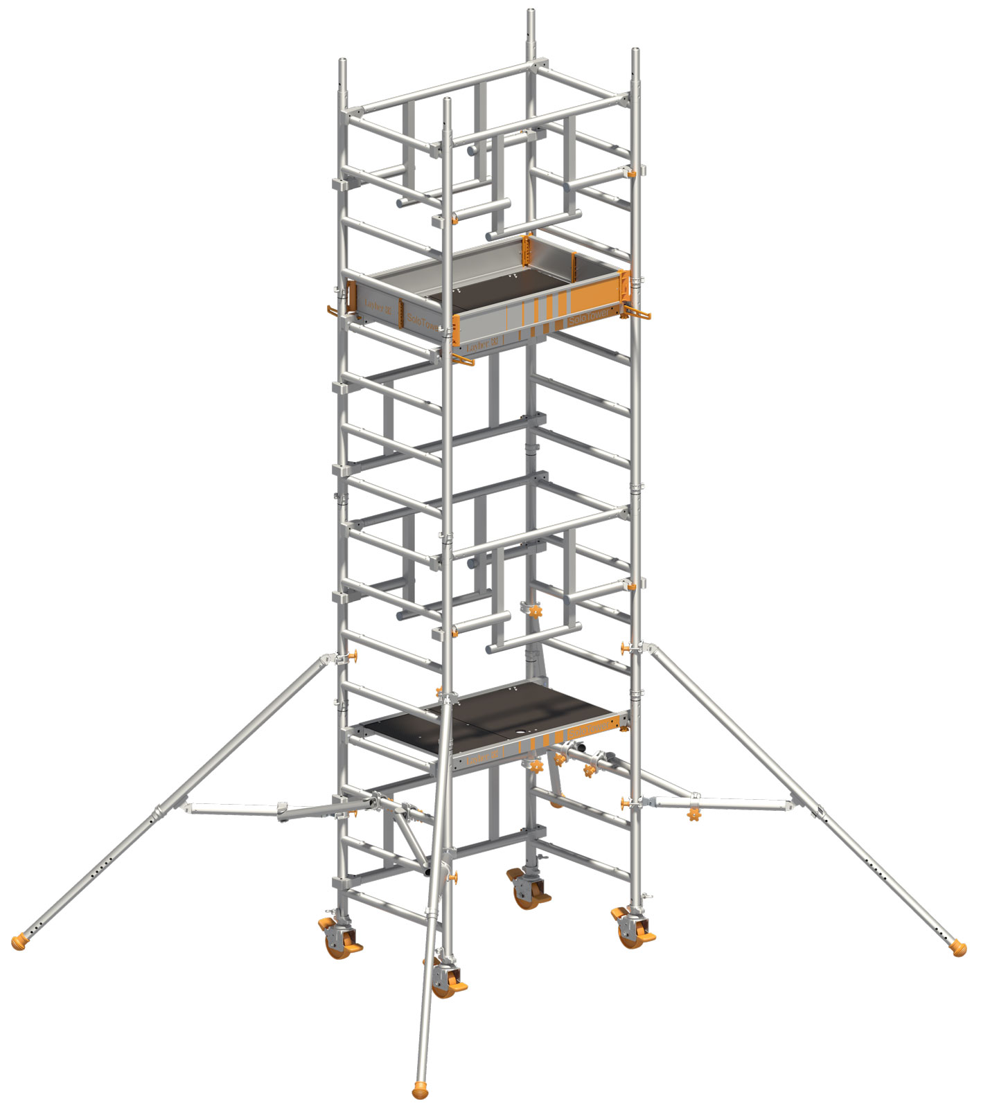 Layher Rollgerüst Solotower mit dem Sicherheitsaufbau P2 Safety Plus 5,15m AH