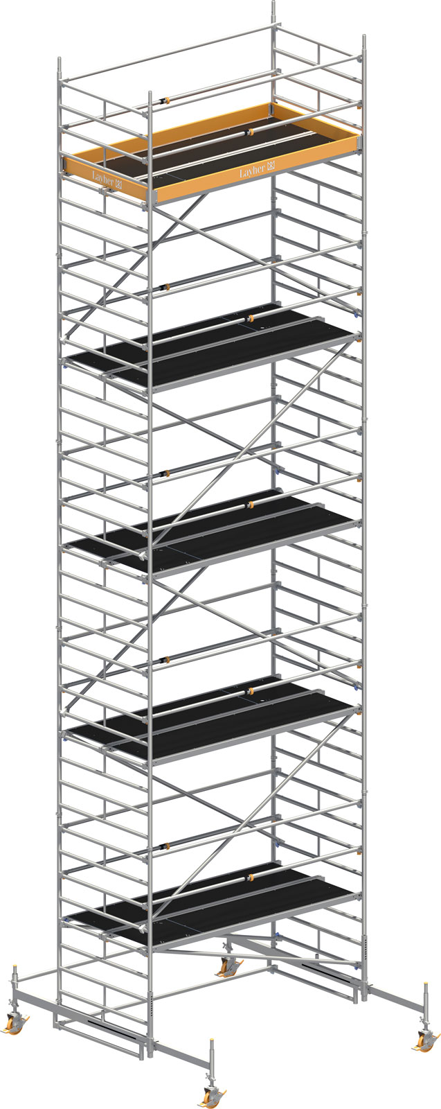 Layher Rollgerüst Uni Breit Sicherheitsaufbau P2 mit Uni Telegeländer 11,38m AH