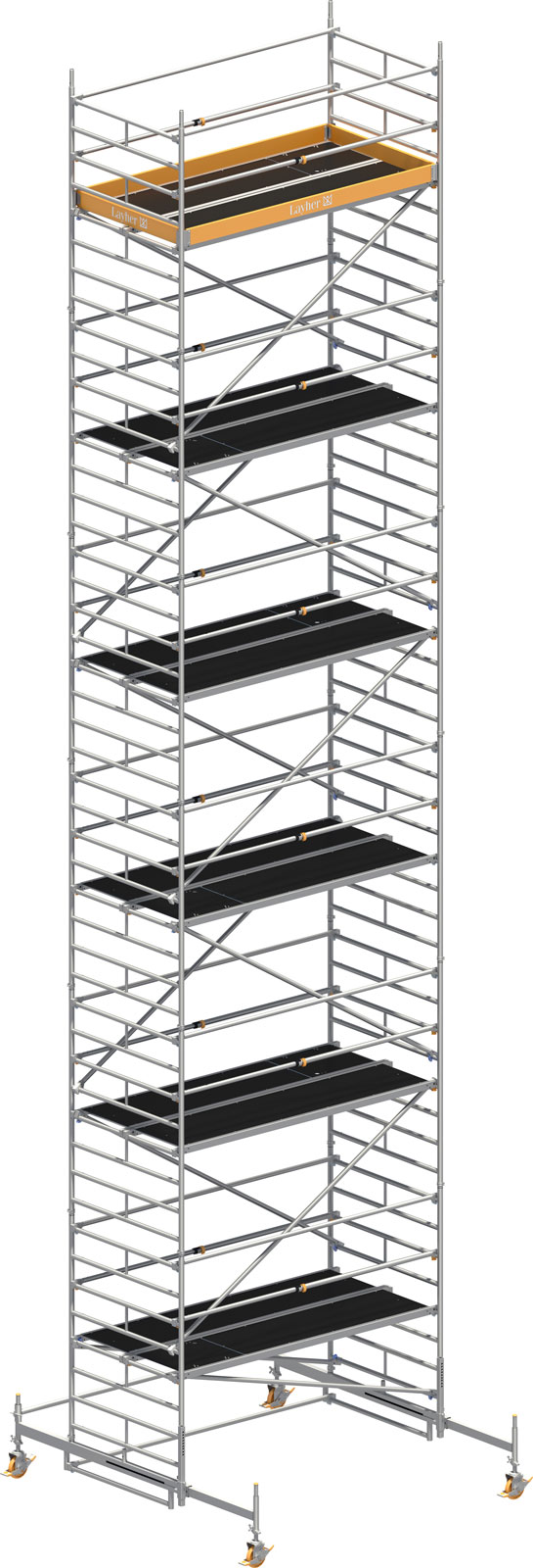 Layher Rollgerüst Uni Breit Sicherheitsaufbau P2 mit Uni Telegeländer 13,38m AH