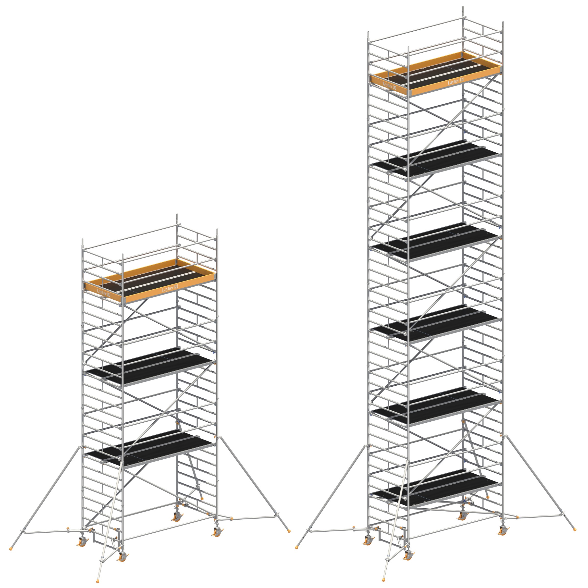 Layher Rollgerüst Uni Breit P2 mit Gerüststützenlänge 2,6m oder 5,0m Länge