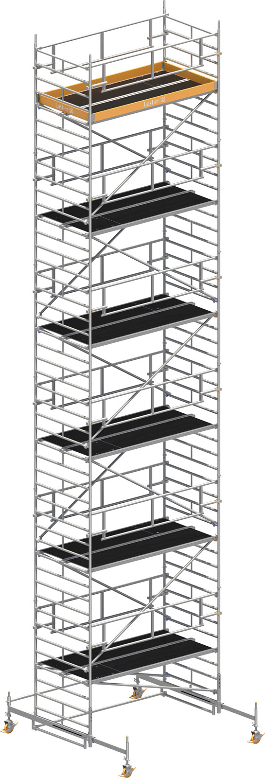 Layher Rollgerüst Uni Breit P2 Safety Plus mit Doppelgeländer 13,38m AH