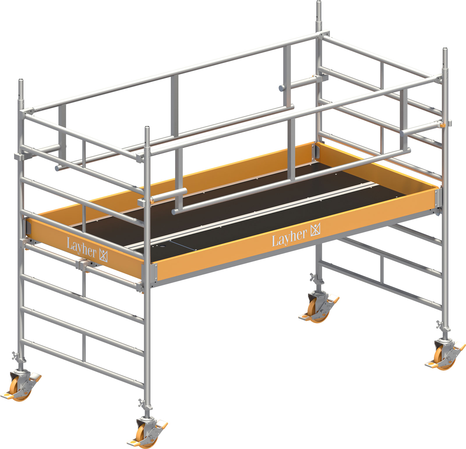 Layher Rollgerüst Uni Breit P2 Safety Plus mit Doppelgeländer 3,20m AH