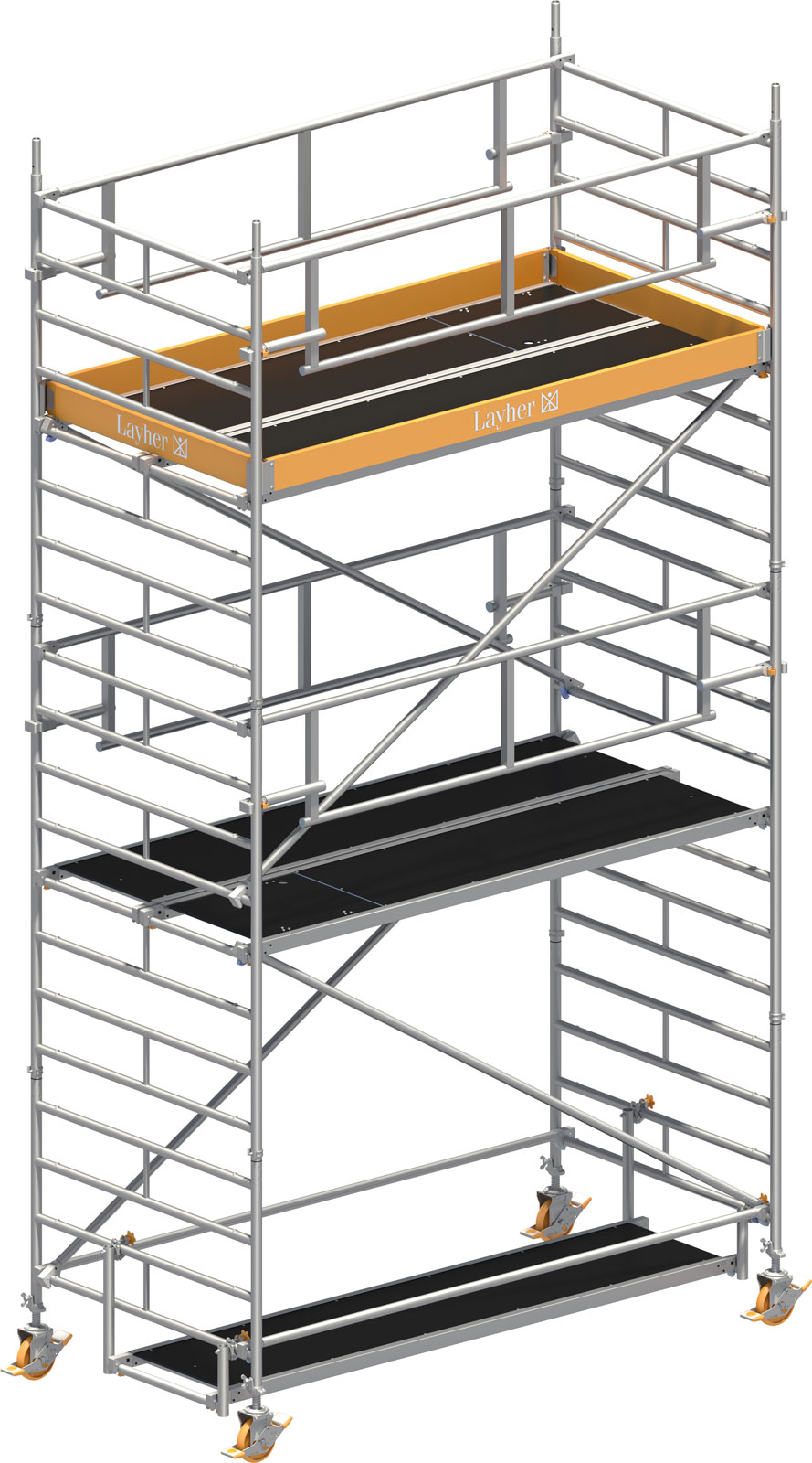 Layher Rollgerüst Uni Breit P2 Safety Plus mit Doppelgeländer 6,20m AH