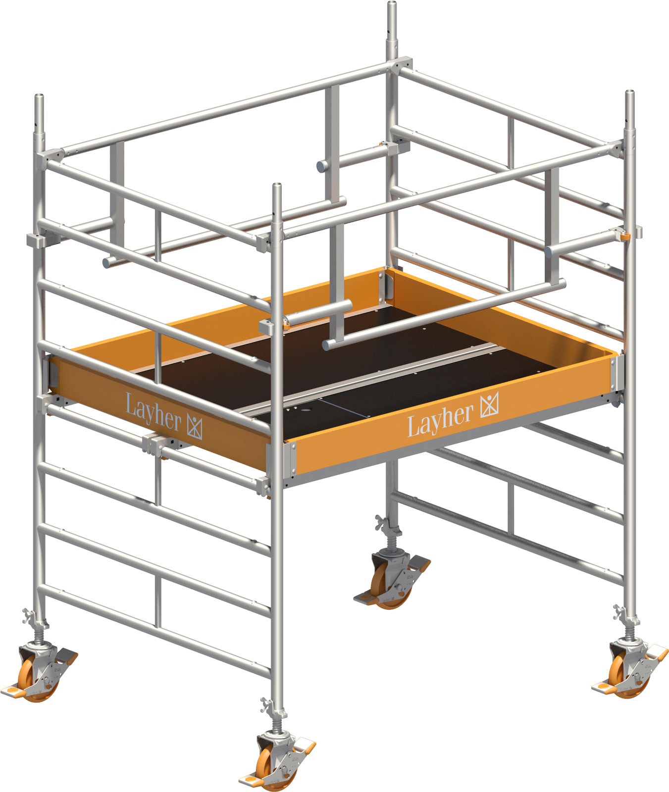 Layher Rollgerüst Uni Kompakt P2 Safety Plus mit Doppelgeländer 3,20m AH