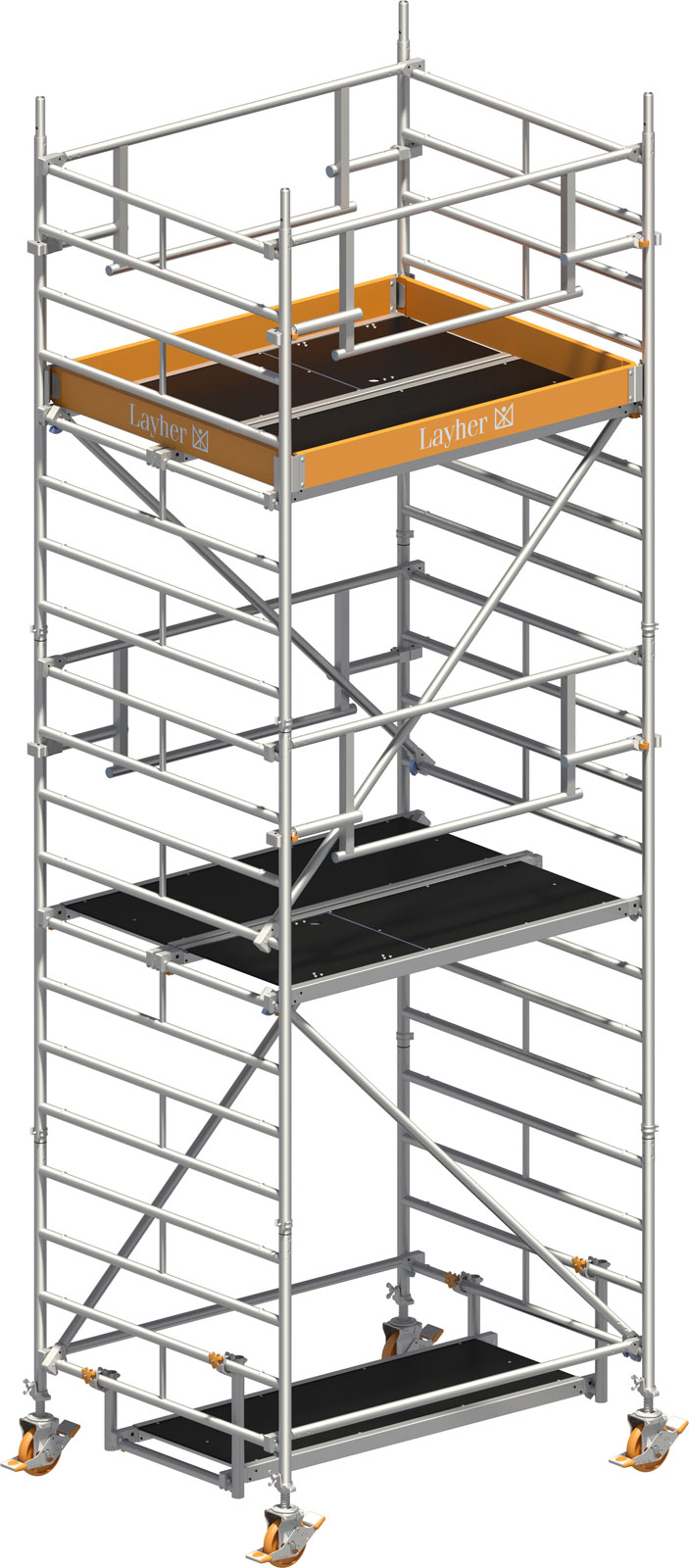 Layher Rollgerüst Uni Kompakt P2 Safety Plus mit Doppelgeländer 6,20m AH