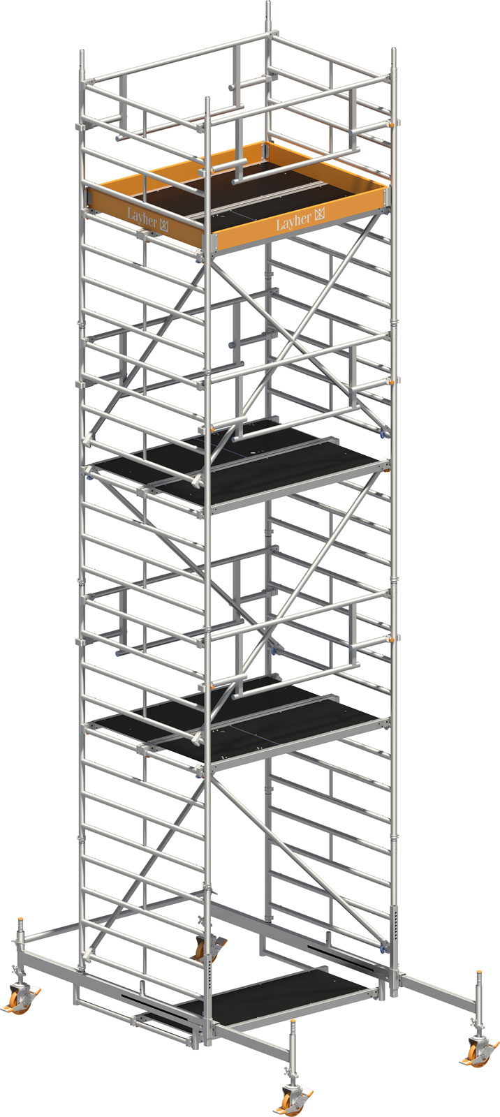 Layher Rollgerüst Uni Kompakt P2 Safety Plus mit Doppelgeländer 8,38m AH