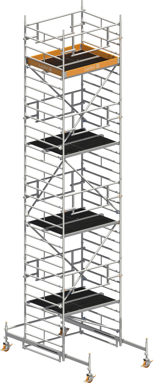 Layher Rollgerüst Uni Kompakt P2 Safety Plus mit Doppelgeländer 9,38m AH