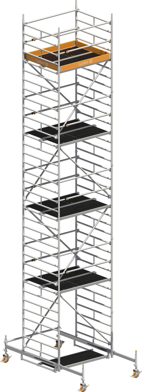 Layher Rollgerüst Uni Kompakt P2 mit Uni Telegeländer 10,38m AH
