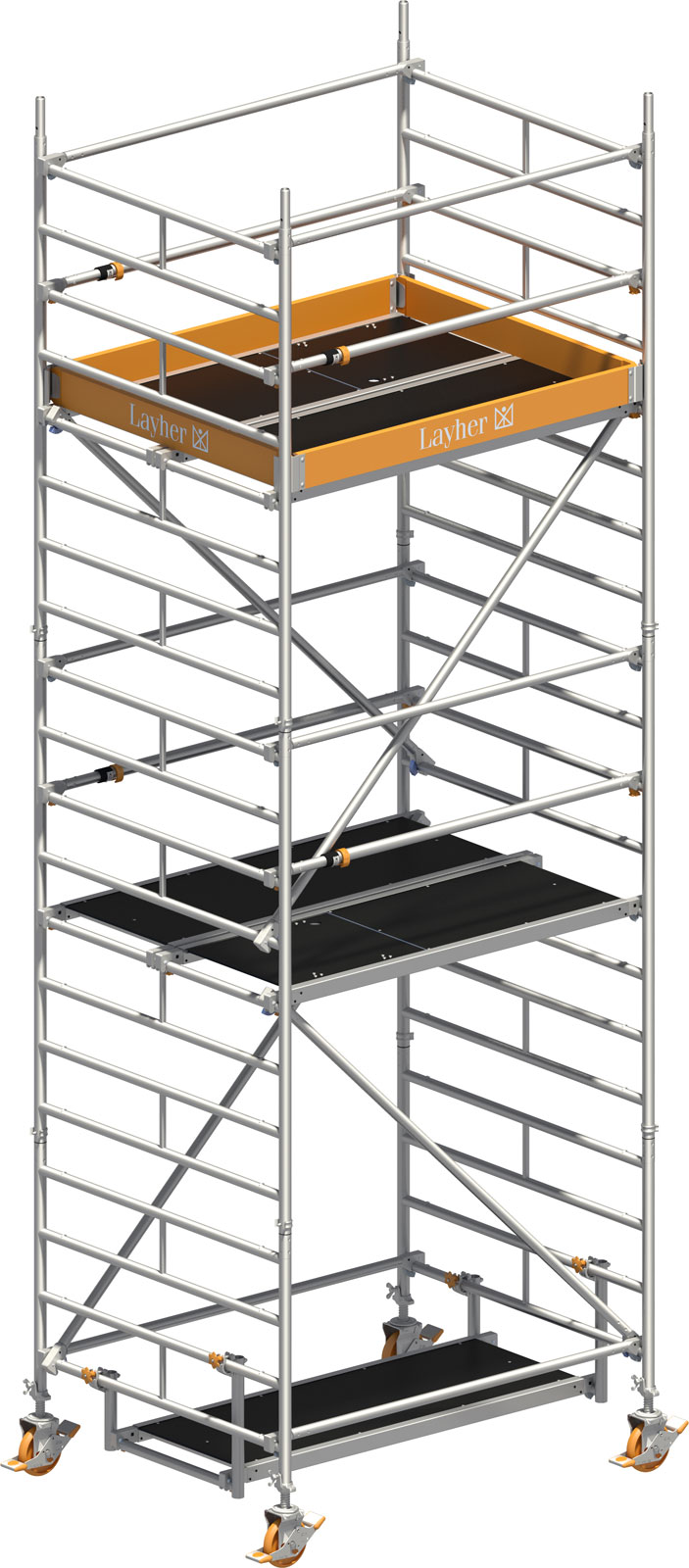 Layher Rollgerüst Uni Kompakt P2 mit Uni Telegeländer 6,20m AH