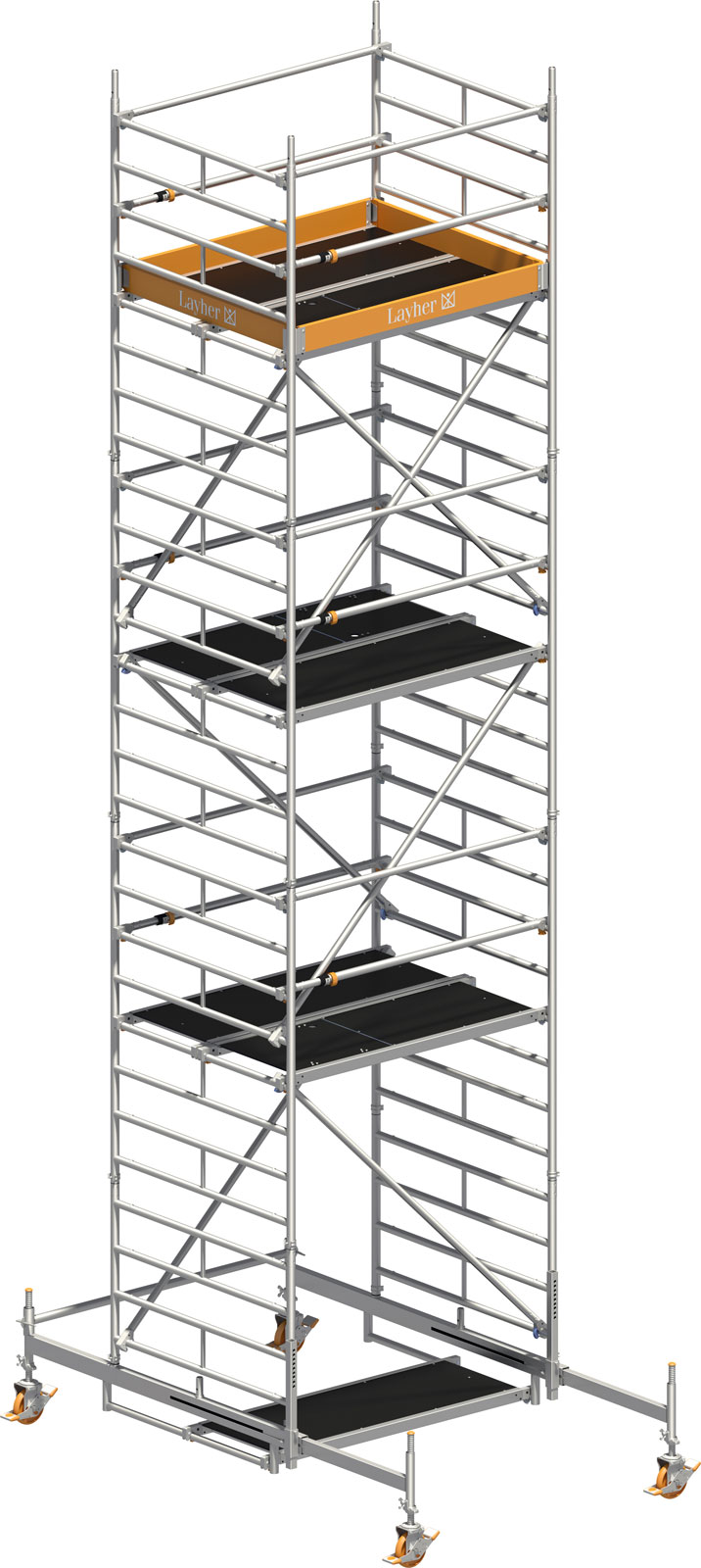 Layher Rollgerüst Uni Kompakt P2 mit Uni Telegeländer 8,38m AH