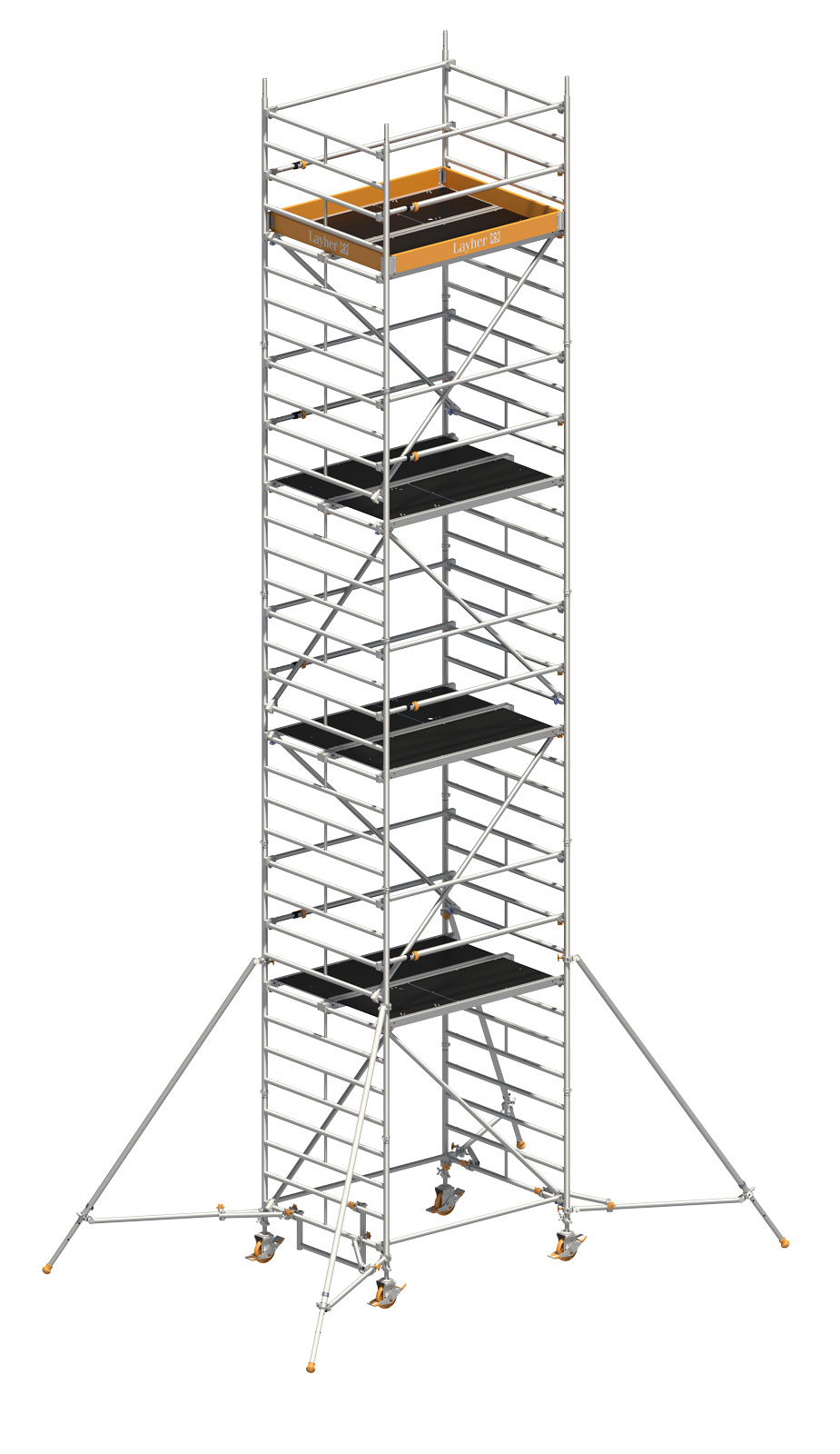 Layher Rollgerüst Uni Kompakt P2 mit Uni Telegeländer und ausziehbaren Gerüststützen 10,20m AH