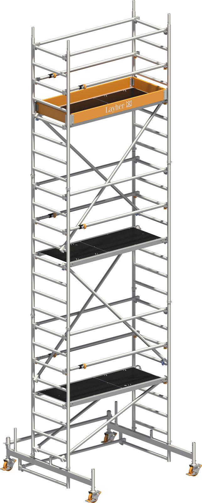 Layher Rollgerüst Uni Leicht mit Sicherheitsaufbau P2 und Uni Telegeländer 7,26m AH